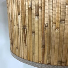 Pair of Table Lamps Gold Brass and Bamboo Shade by Ingo Maurer, Germany, 1968