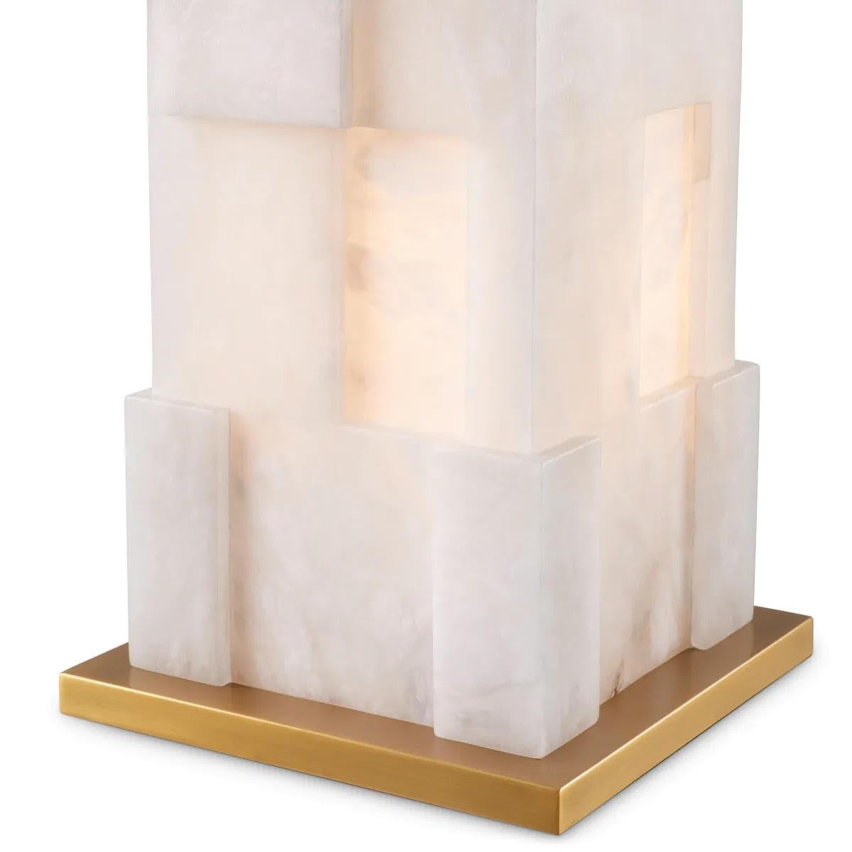 Paire de lampes de table en albâtre et laiton patiné Neuf - En vente à Saint-Ouen, FR