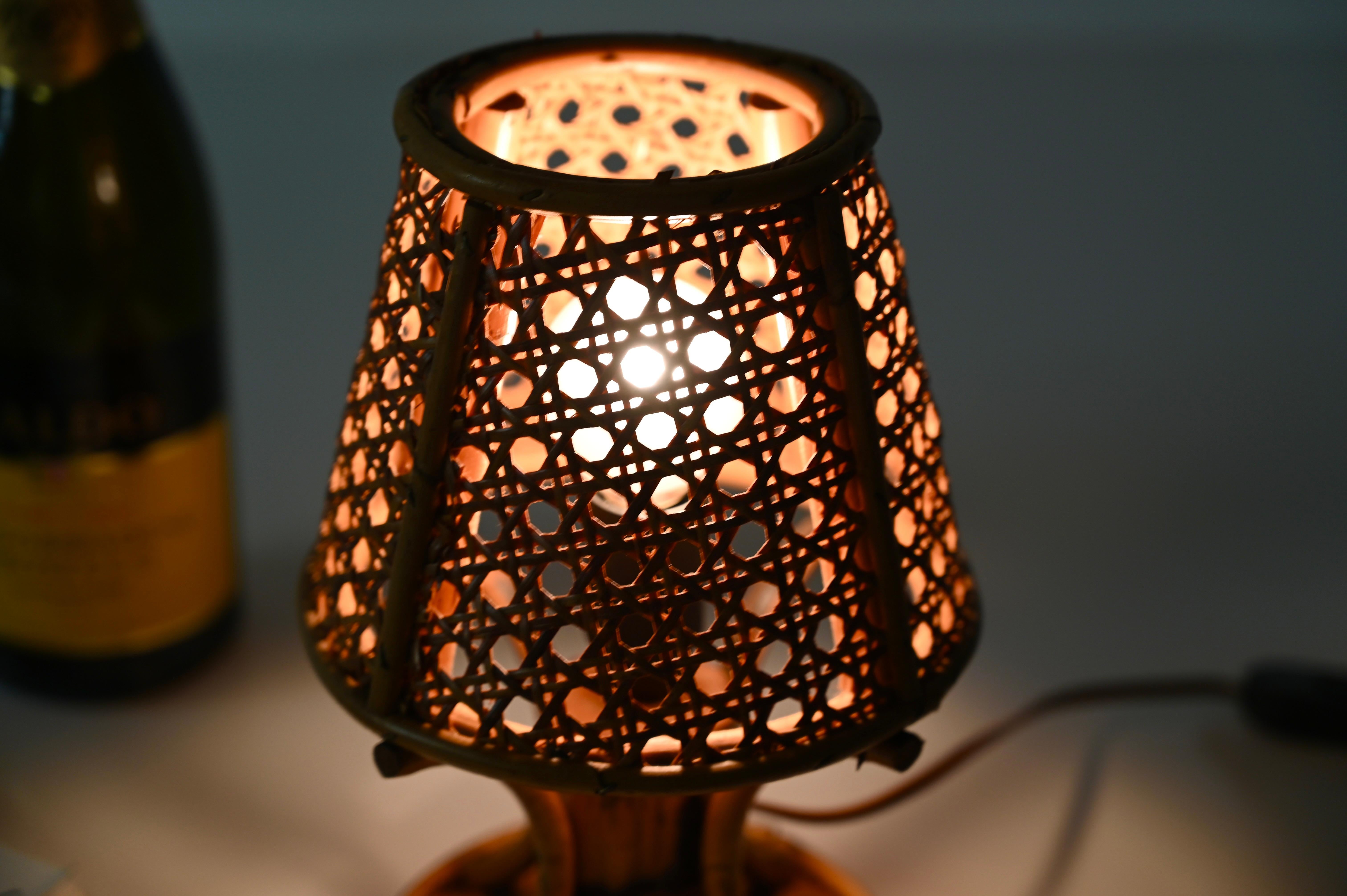 Pair of Table Lamps in Bamboo, Rattan and Vienna Straw, Sognot, Italy 1960s 8