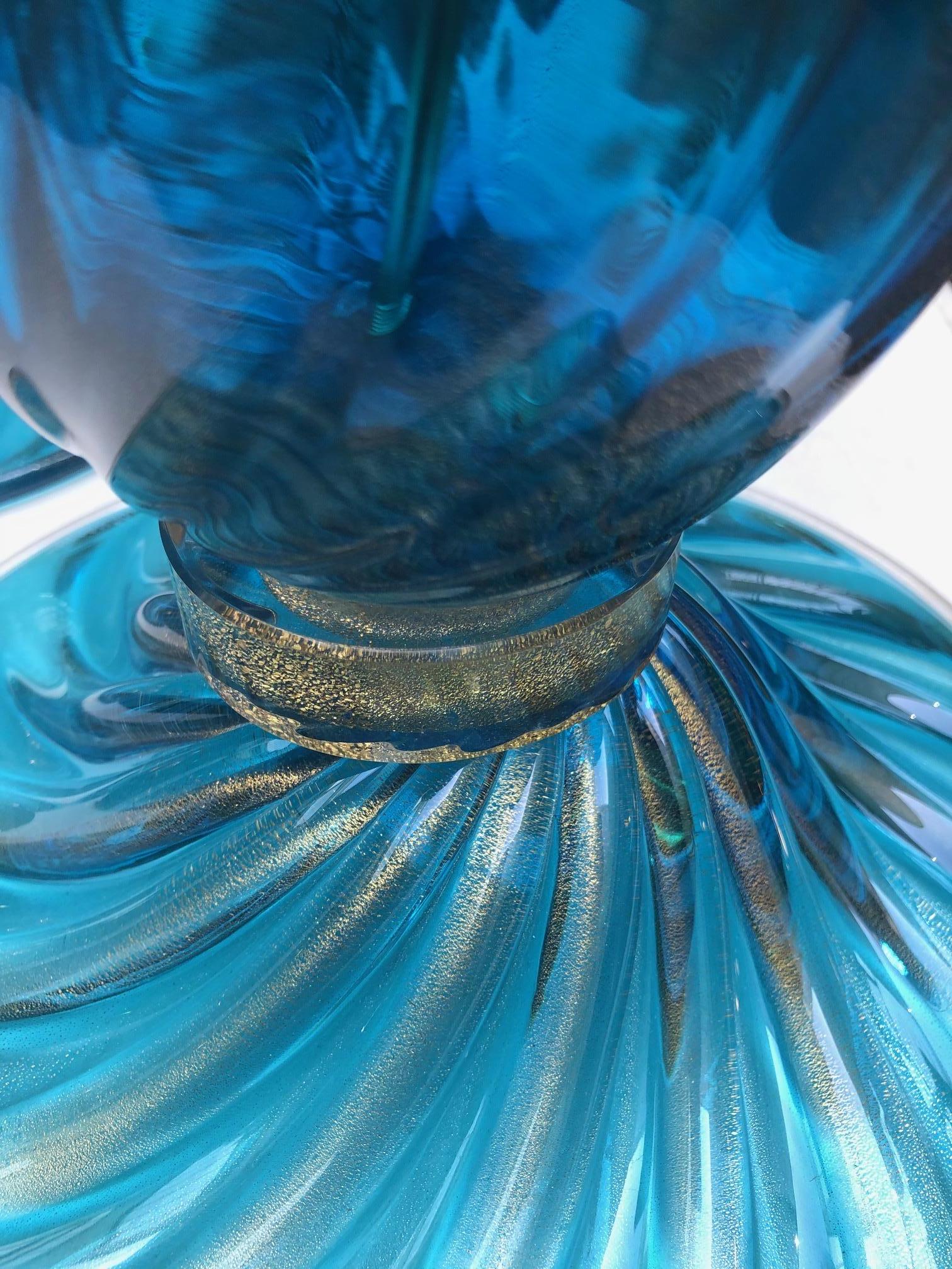Pair of Table Lamps in Blue Murano Glass 2