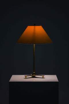 Pair of Table Lamps in Brass and Original Lamp Shades by Josef Frank, 1950's