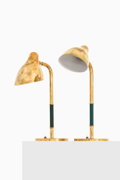Pair of Table Lamps in Brass and Vinyl by Vilhelm Lauritzen, 1940's