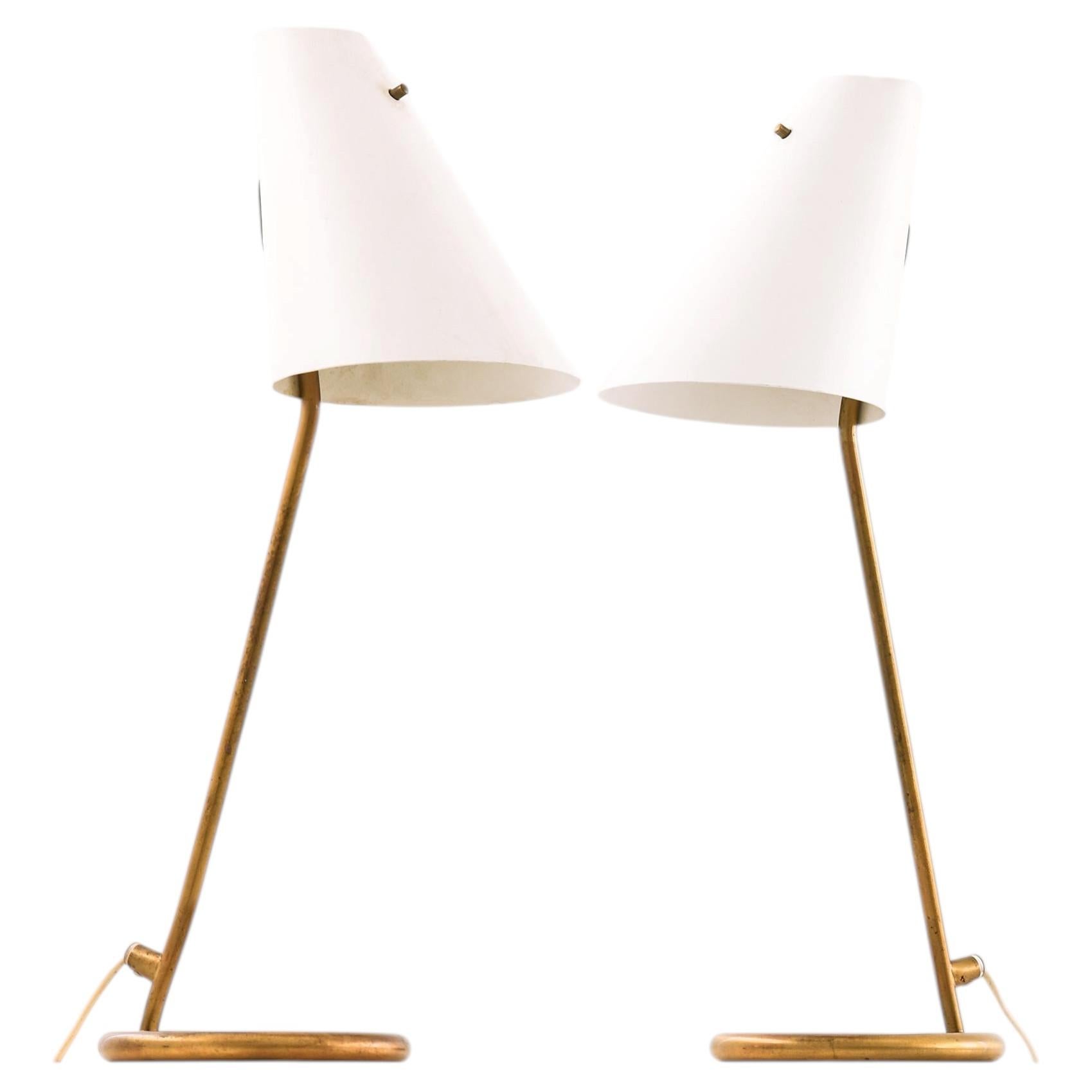 Pair of Table Lamps in Brass, Lacquer and Metal by Hans-Agne Jakobsson, 1950s