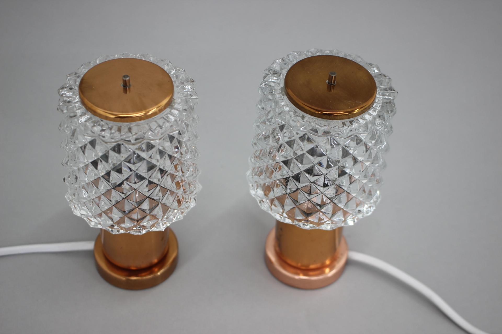 Late 20th Century Pair of Table Lamps in Copper by Kamenicky Senov, Czechoslovakia For Sale