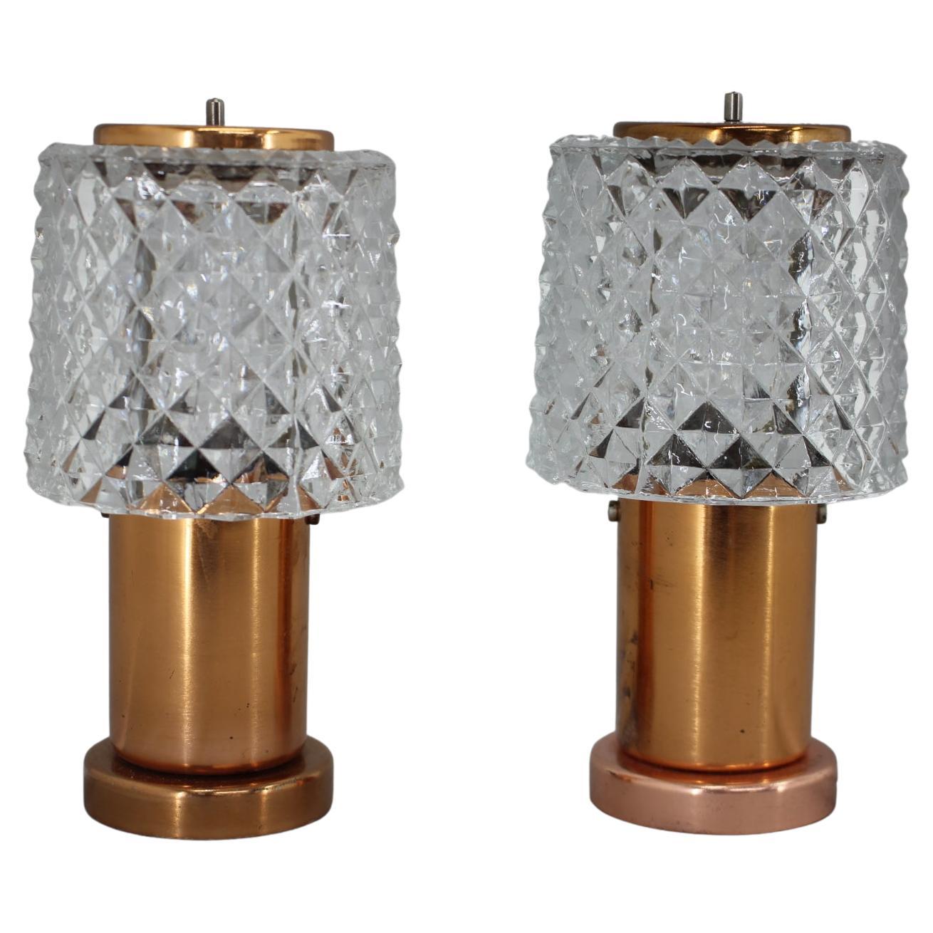 Pair of Table Lamps in Copper by Kamenicky Senov, Czechoslovakia For Sale