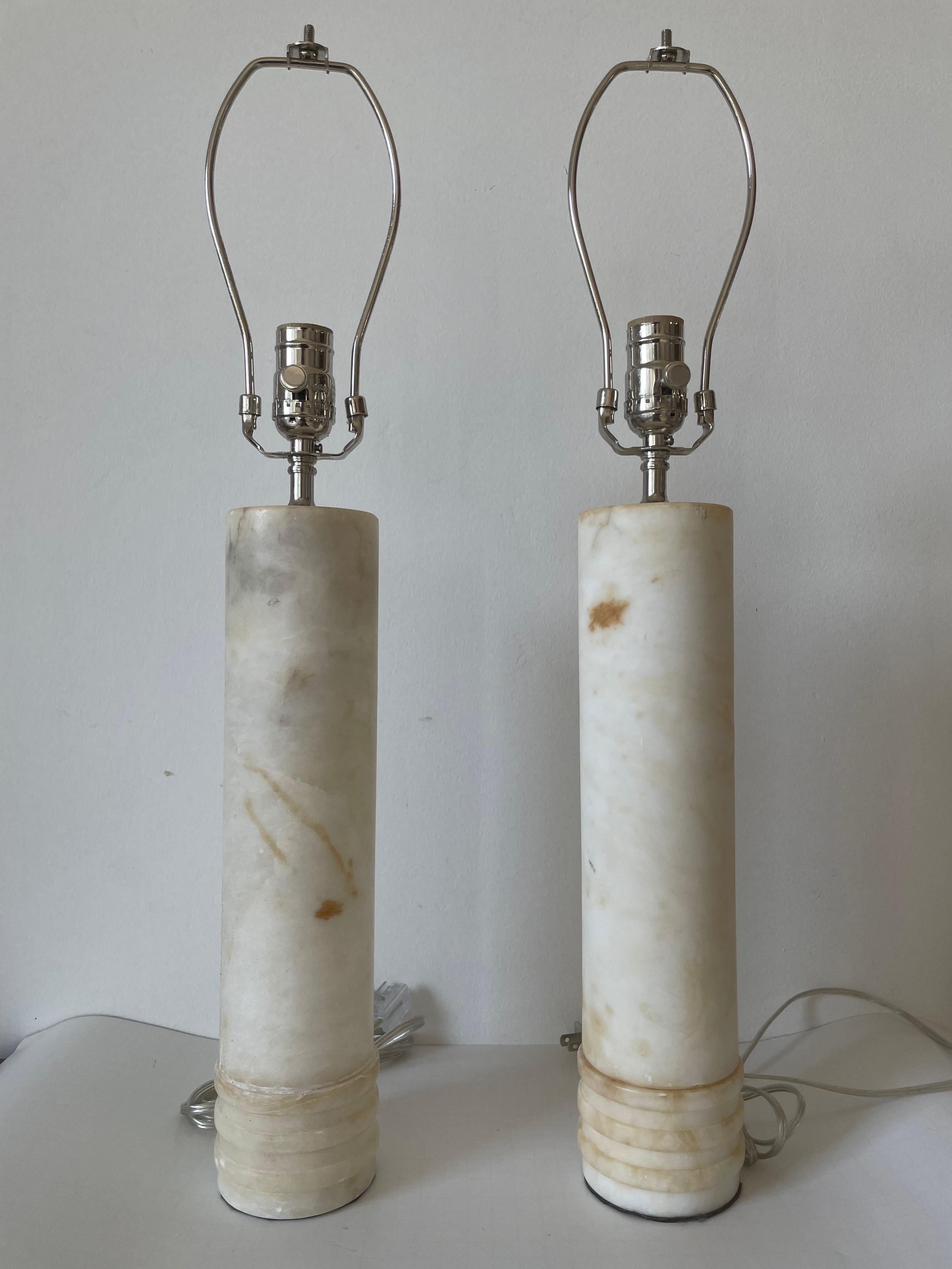 Pair of Table Lamps in Marble by Bergboms, Sweden, 1960's  In Good Condition For Sale In palm beach, FL