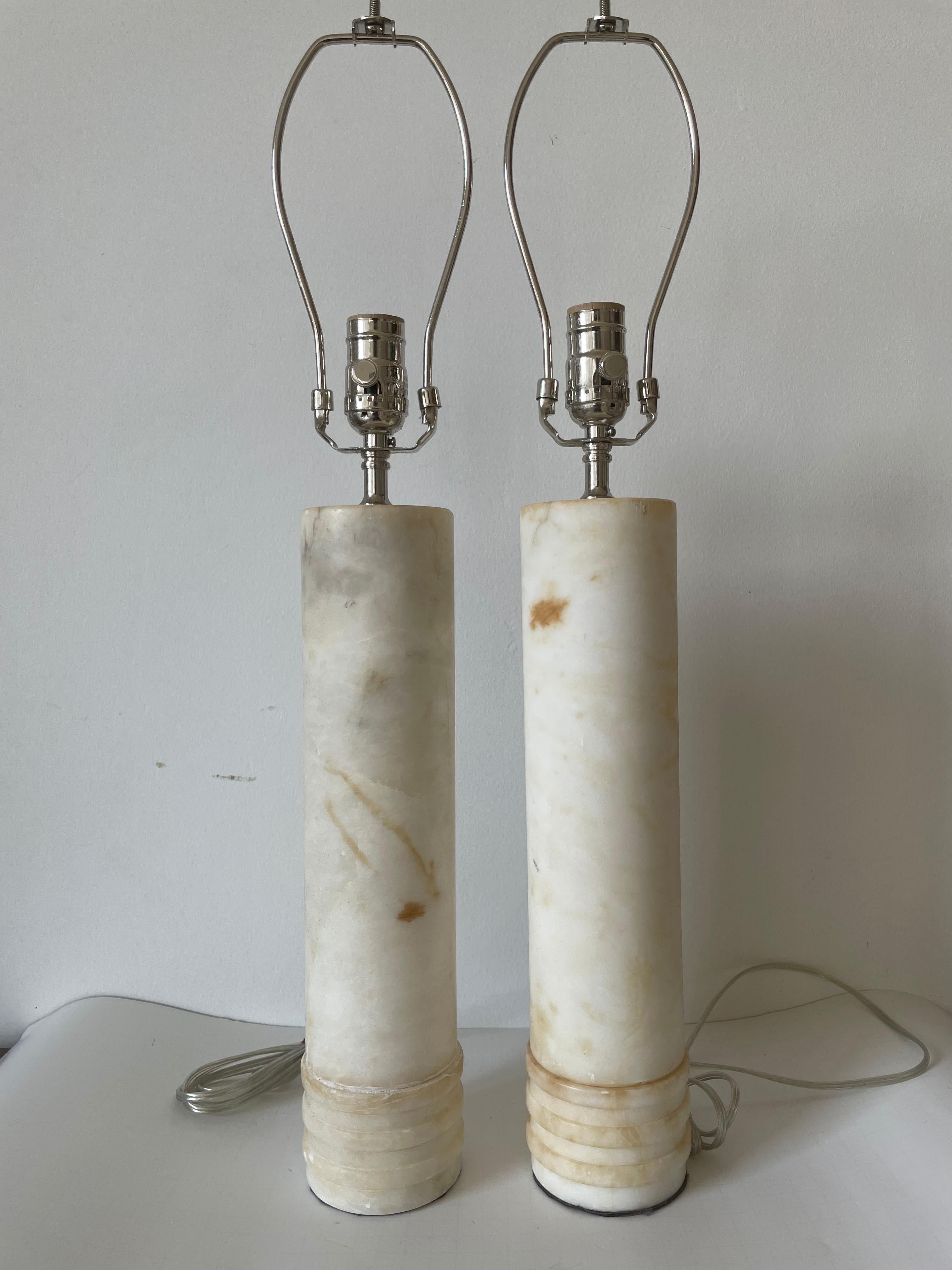 Mid-20th Century Pair of Table Lamps in Marble by Bergboms, Sweden, 1960's  For Sale