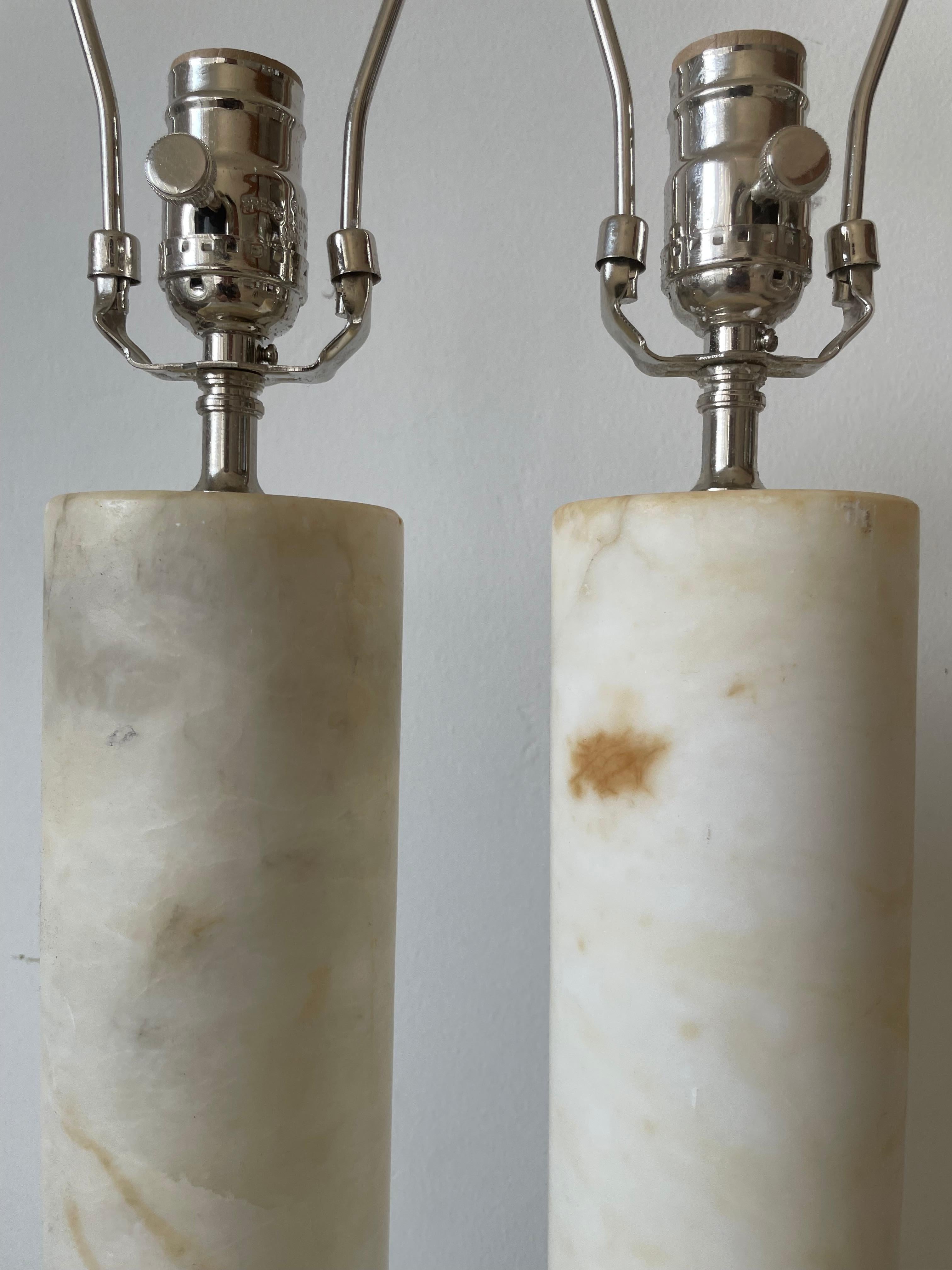 Carrara Marble Pair of Table Lamps in Marble by Bergboms, Sweden, 1960's  For Sale
