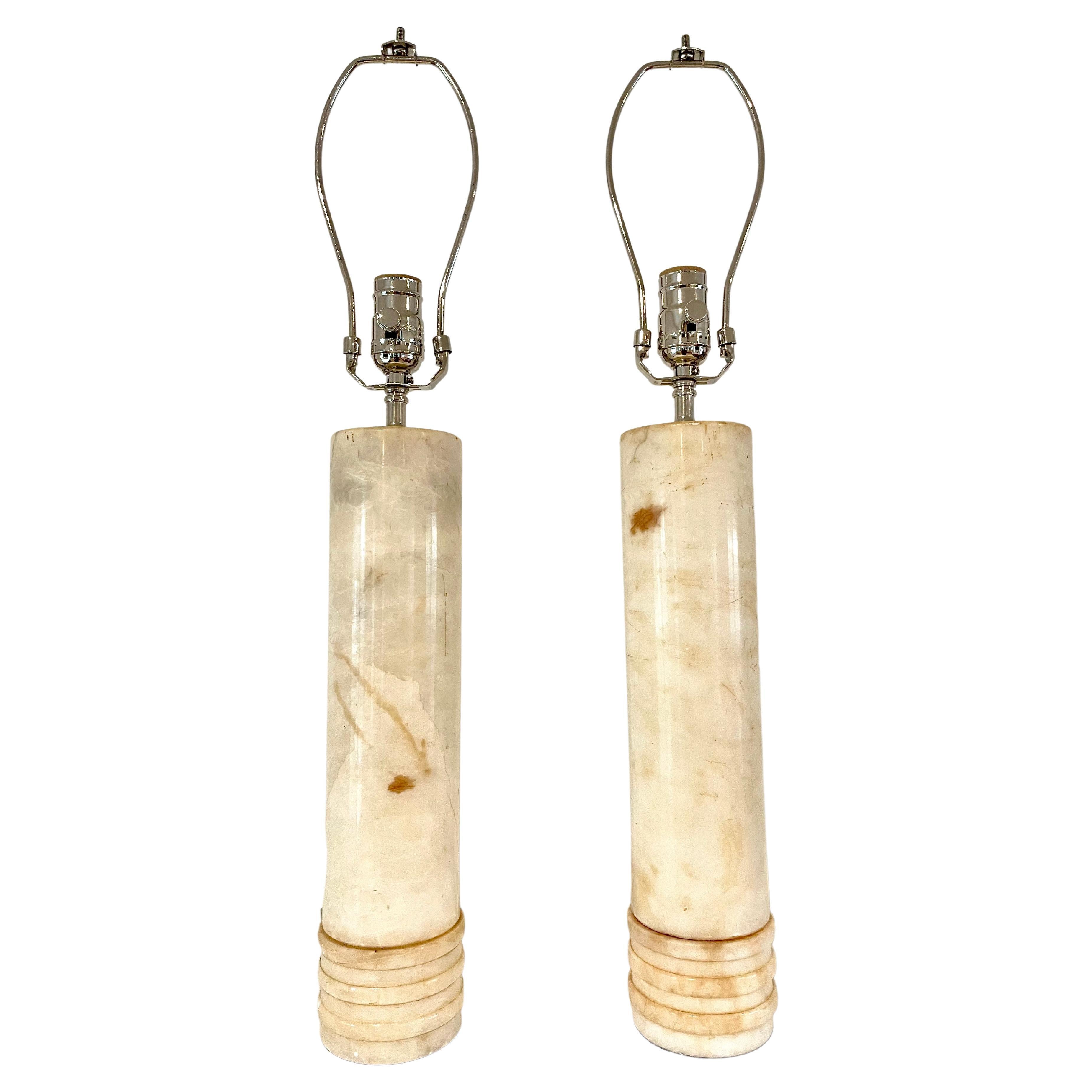 Pair of Table Lamps in Marble by Bergboms, Sweden, 1960's