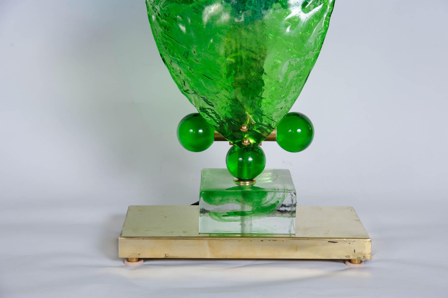 Pair of table lamps in Murano glass.