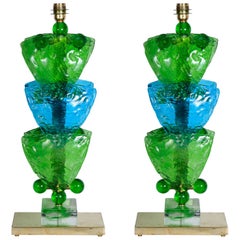 Pair of Table Lamps in Murano Glass