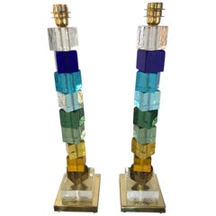 Pair of Table Lamps in Murano Glass