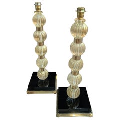 Pair of Table Lamps in Murano Glass