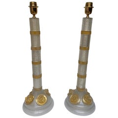 Pair of Table Lamps in Murano Glass Signed “Cenedese Murano"