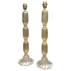 Pair of Table Lamps in Murano Glass Signed Toso