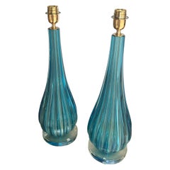 Pair of Table Lamps in Murano Glass Signed “Toso Murano”
