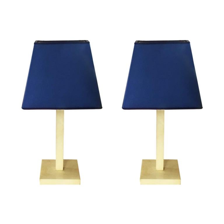 Pair of Table Lamps in Parchment Designed by Michel Leo