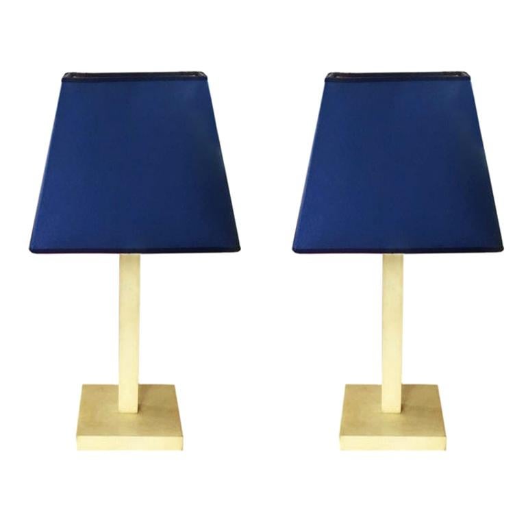 Pair of Table Lamps in Parchment Designed by Michel Leo For Sale