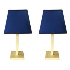 Pair of Table Lamps in Parchment Designed by Michel Leo