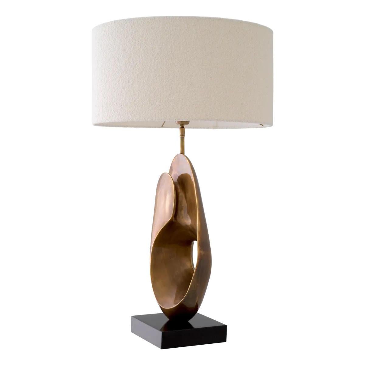 French Pair of Table Lamps in Patinated Brass with Black Granite Base. For Sale