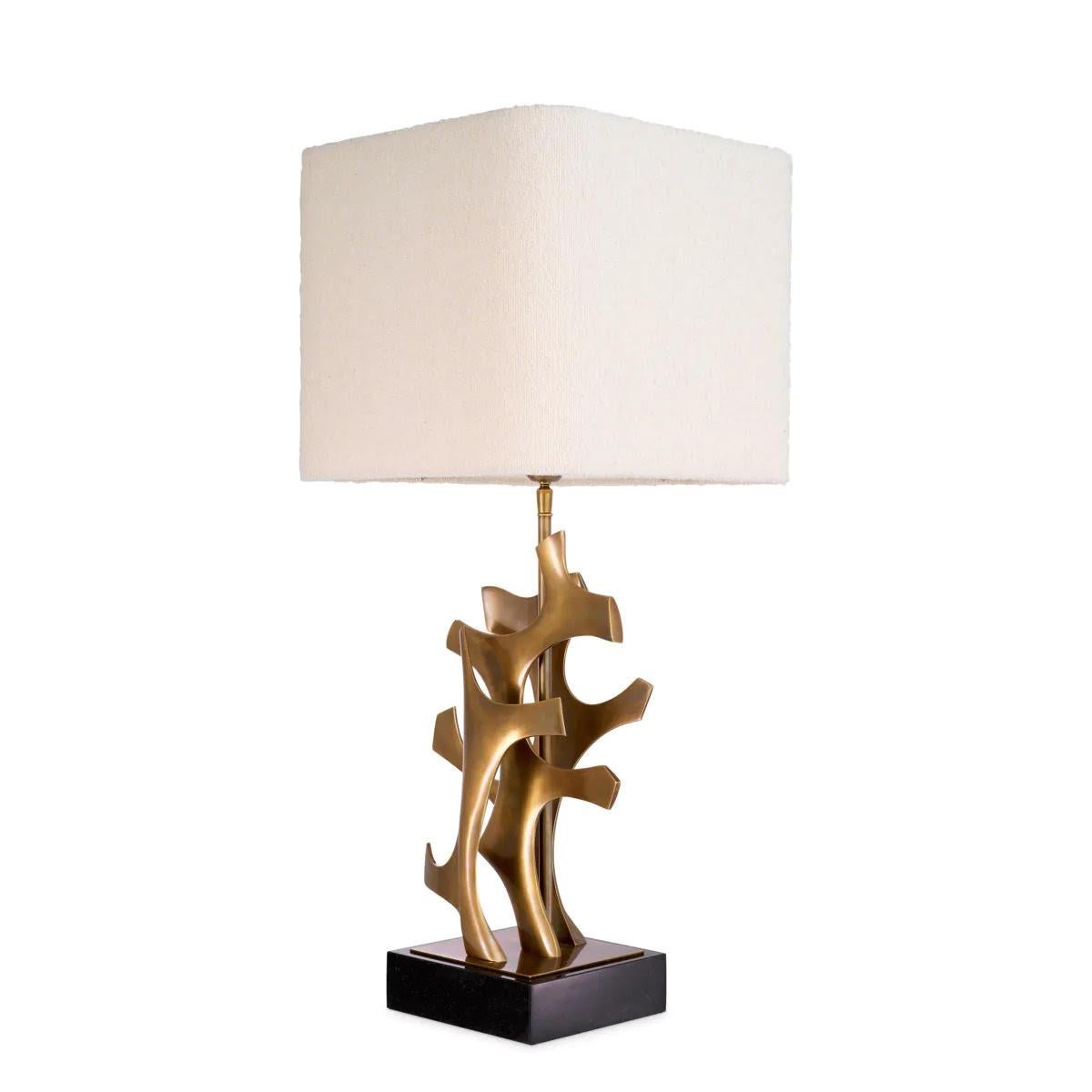 French Pair of Table Lamps in Patinated Brass with Black Granite Base. For Sale