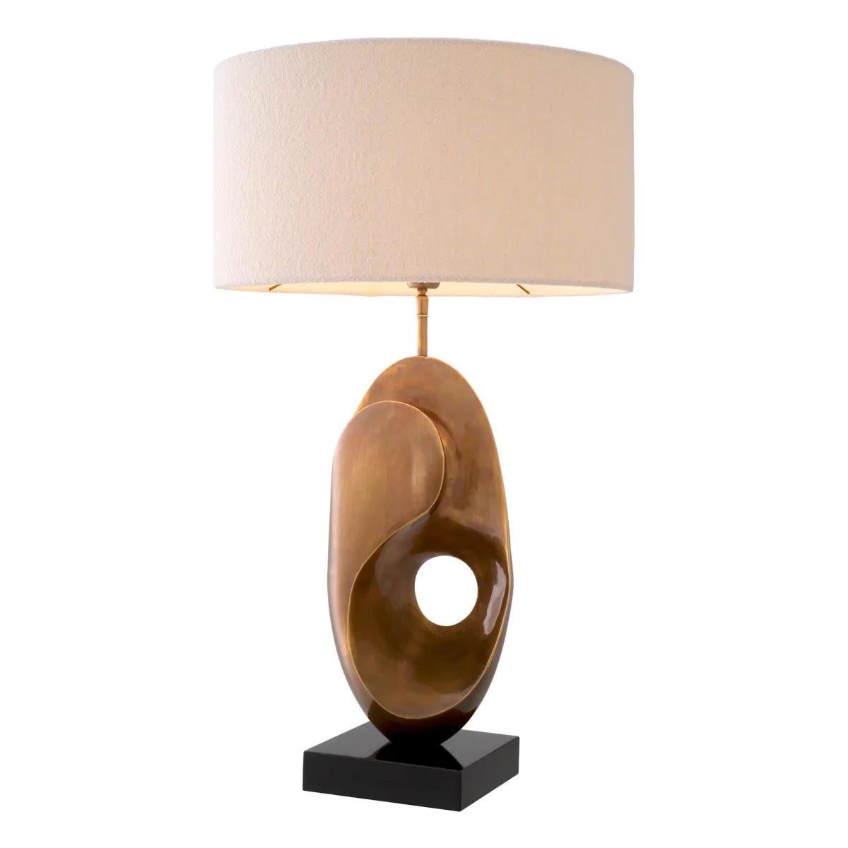 Pair of Table Lamps in Patinated Brass with Black Granite Base. In New Condition For Sale In Saint-Ouen, FR