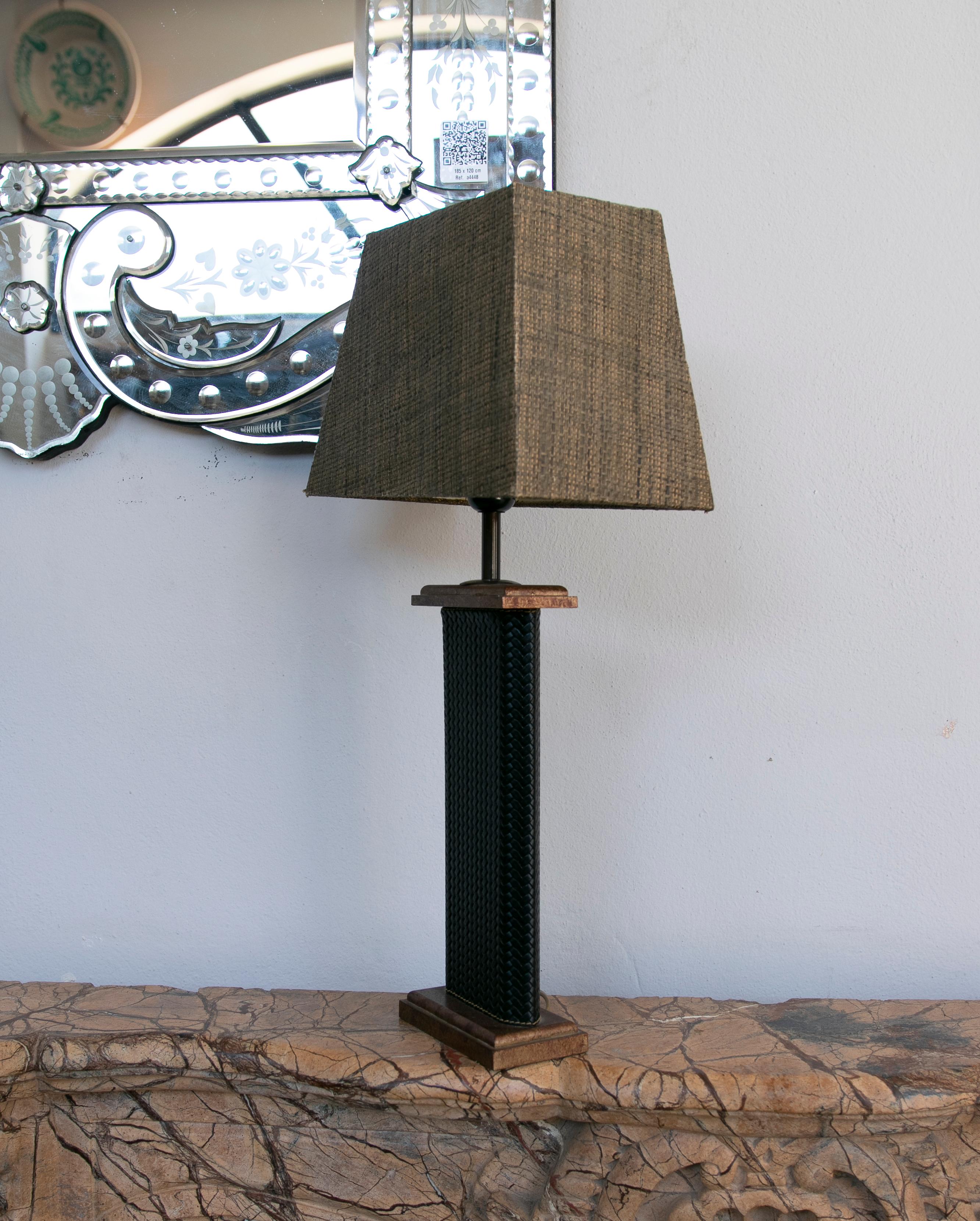 Pair of Table Lamps in Stranded Leather In Good Condition For Sale In Marbella, ES