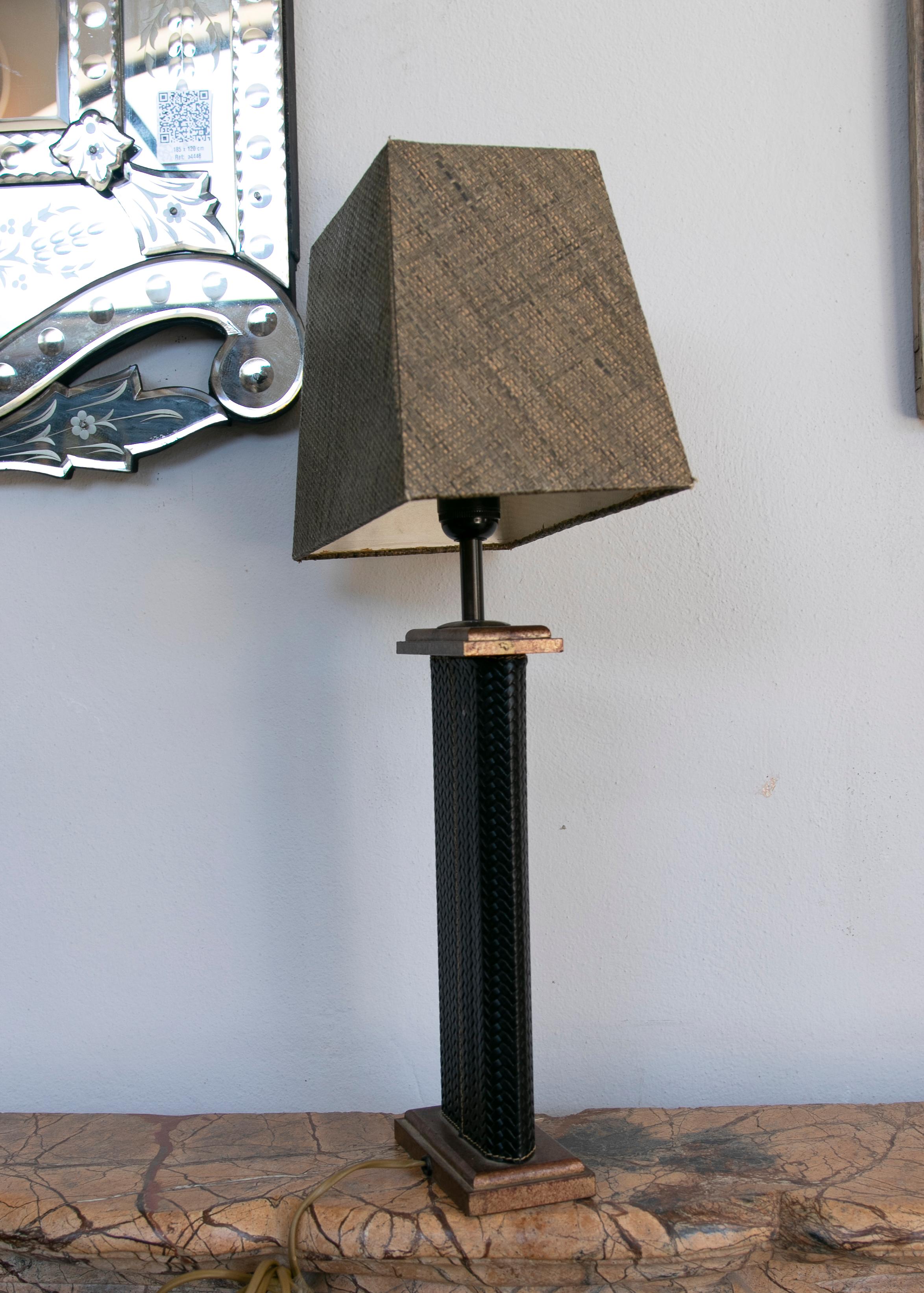 Pair of Table Lamps in Stranded Leather For Sale 1