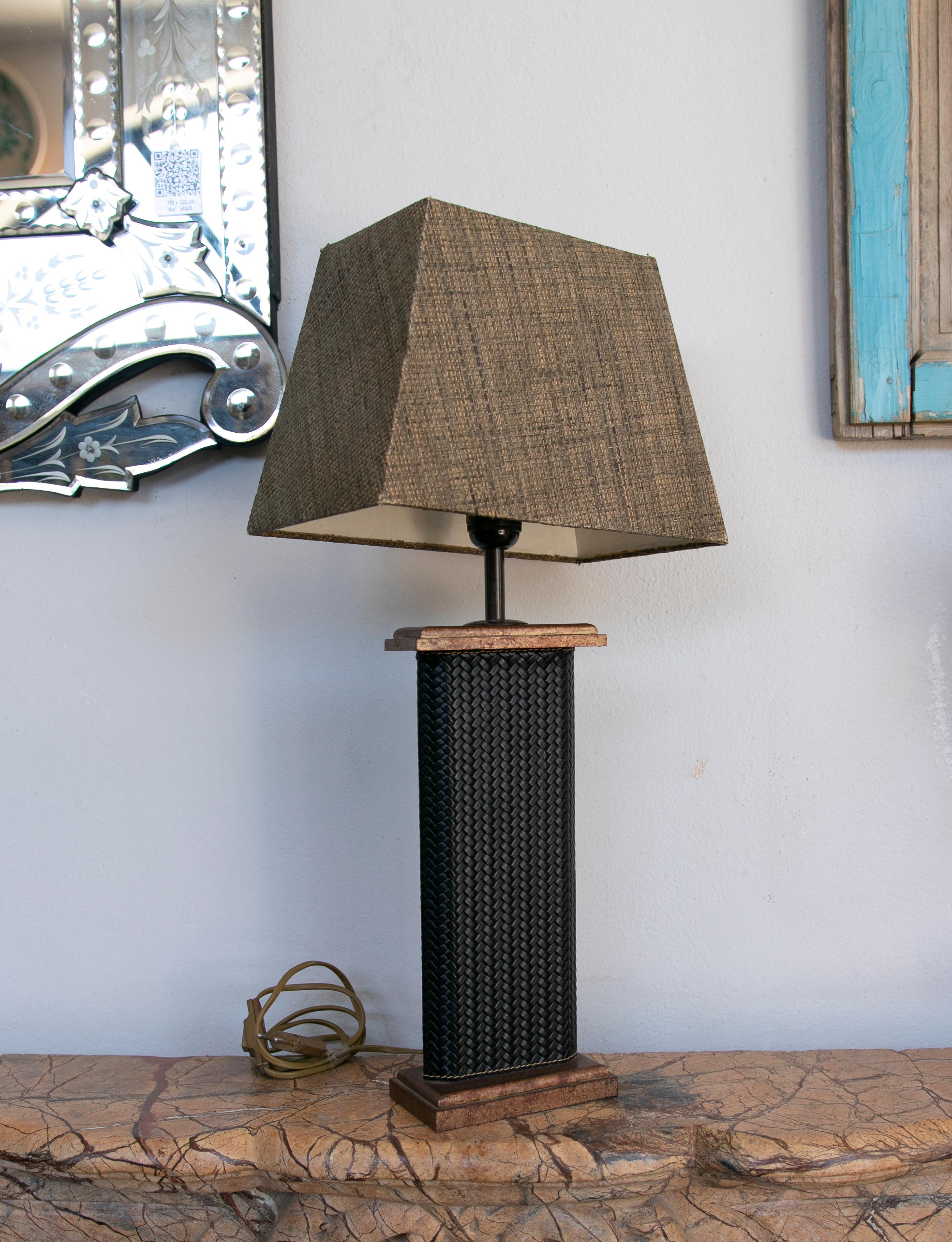 Pair of Table Lamps in Stranded Leather For Sale 2