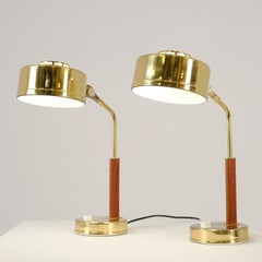 Pair of Table Lamps in Teak & Brass, BJS Skellefteå, Sweden 1960s
