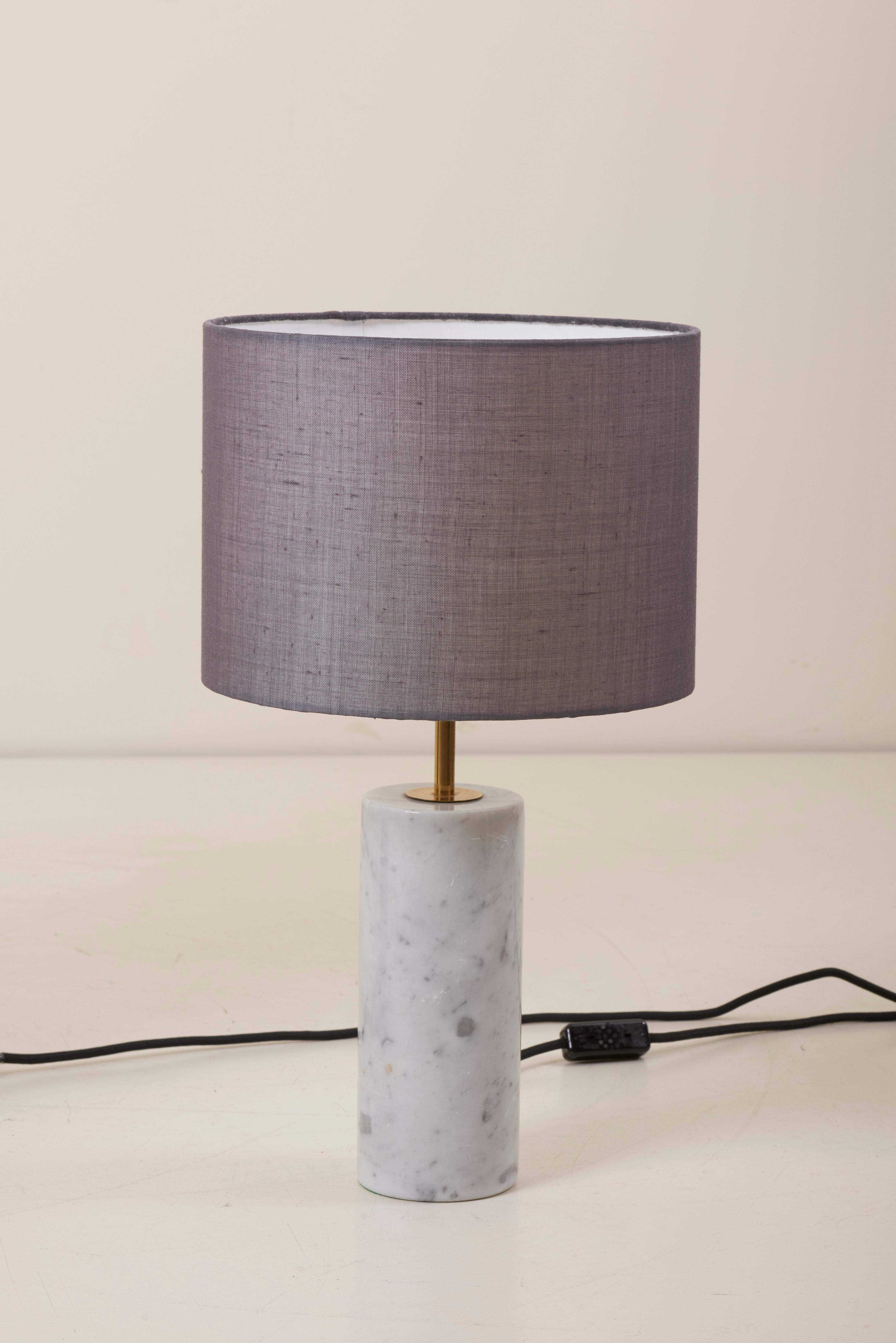 Brass Pair of Table Lamps in White and Grey Marble, Germany For Sale