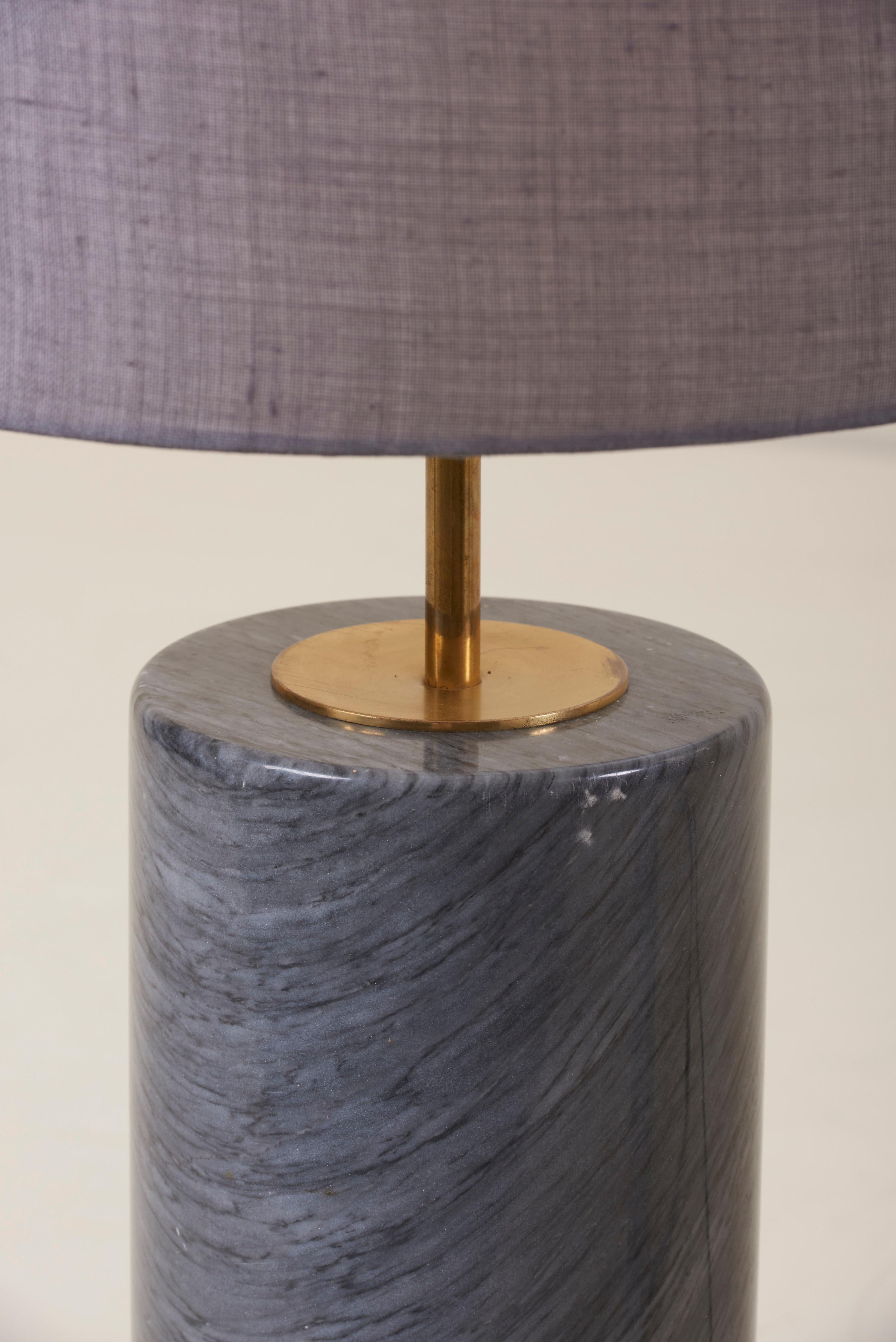 Pair of Table Lamps in White and Grey Marble, Germany For Sale 1