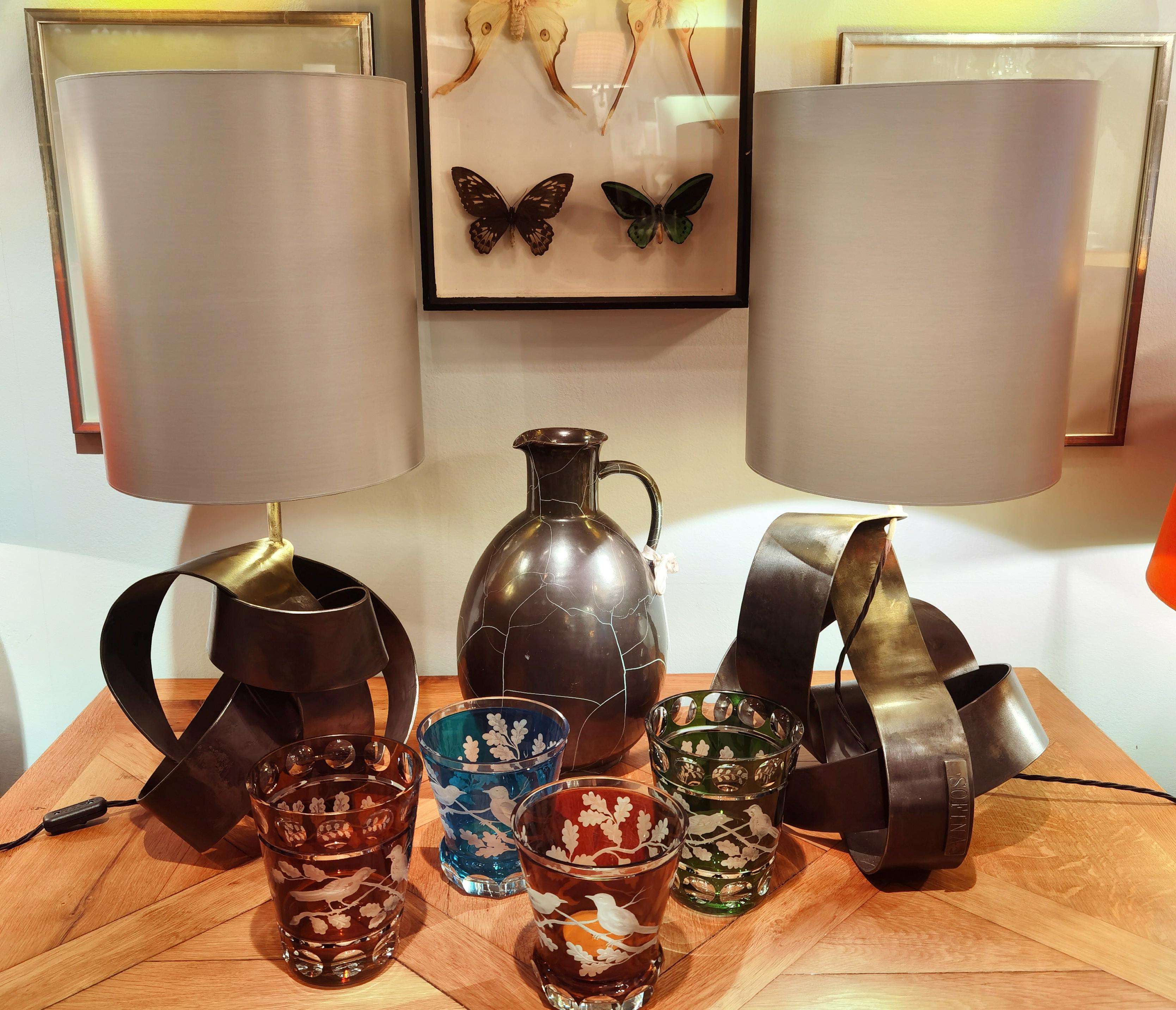 Par de Lámparas de Mesa de Hierro Modernas de Mediados de Siglo Hechas a Mano Sofina Boutique Kitzbuehel Siglo XXI y contemporáneo en venta