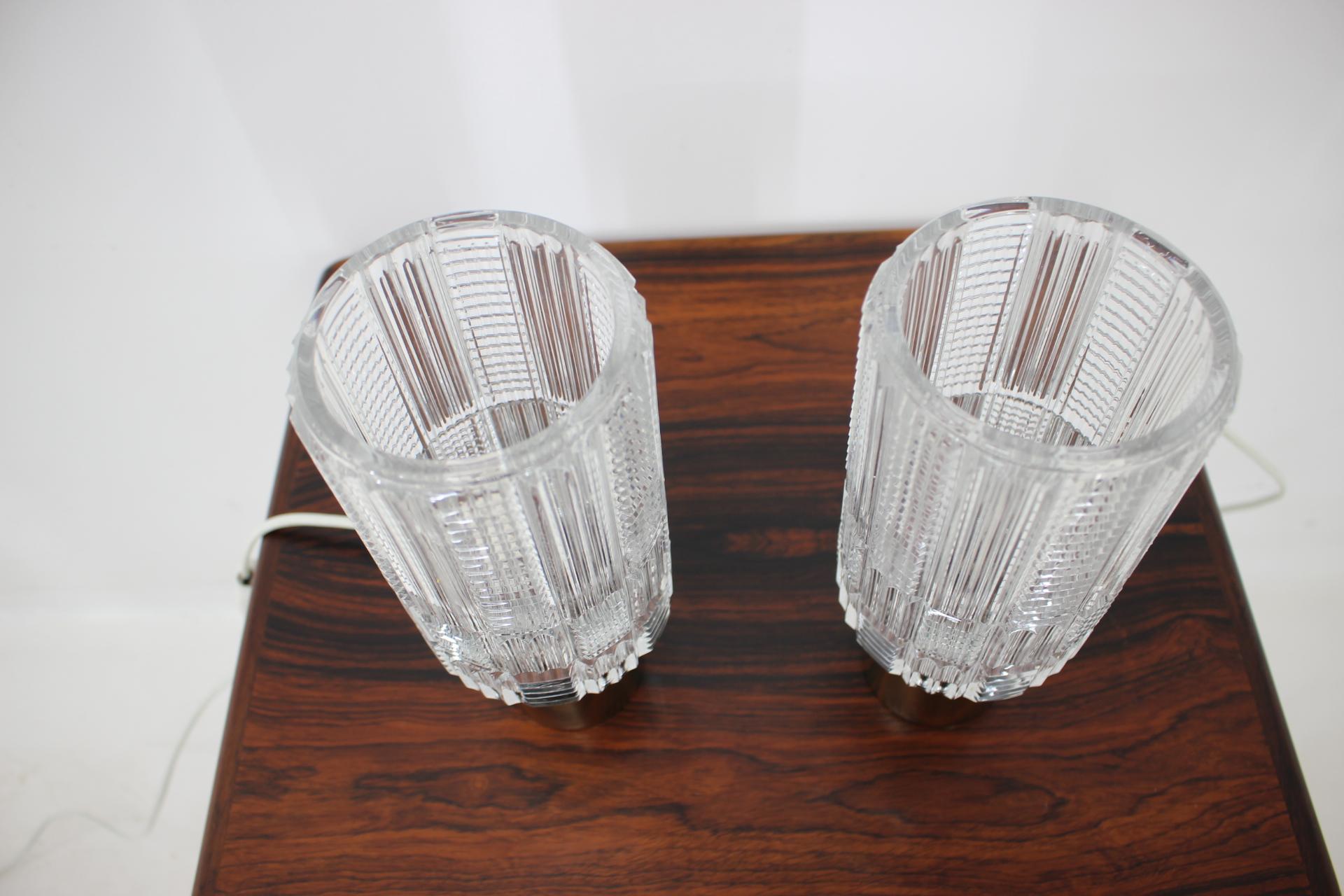 Mid-Century Modern Pair of Table Lamps, Kamenický Šenov/Preciosa, 1970s