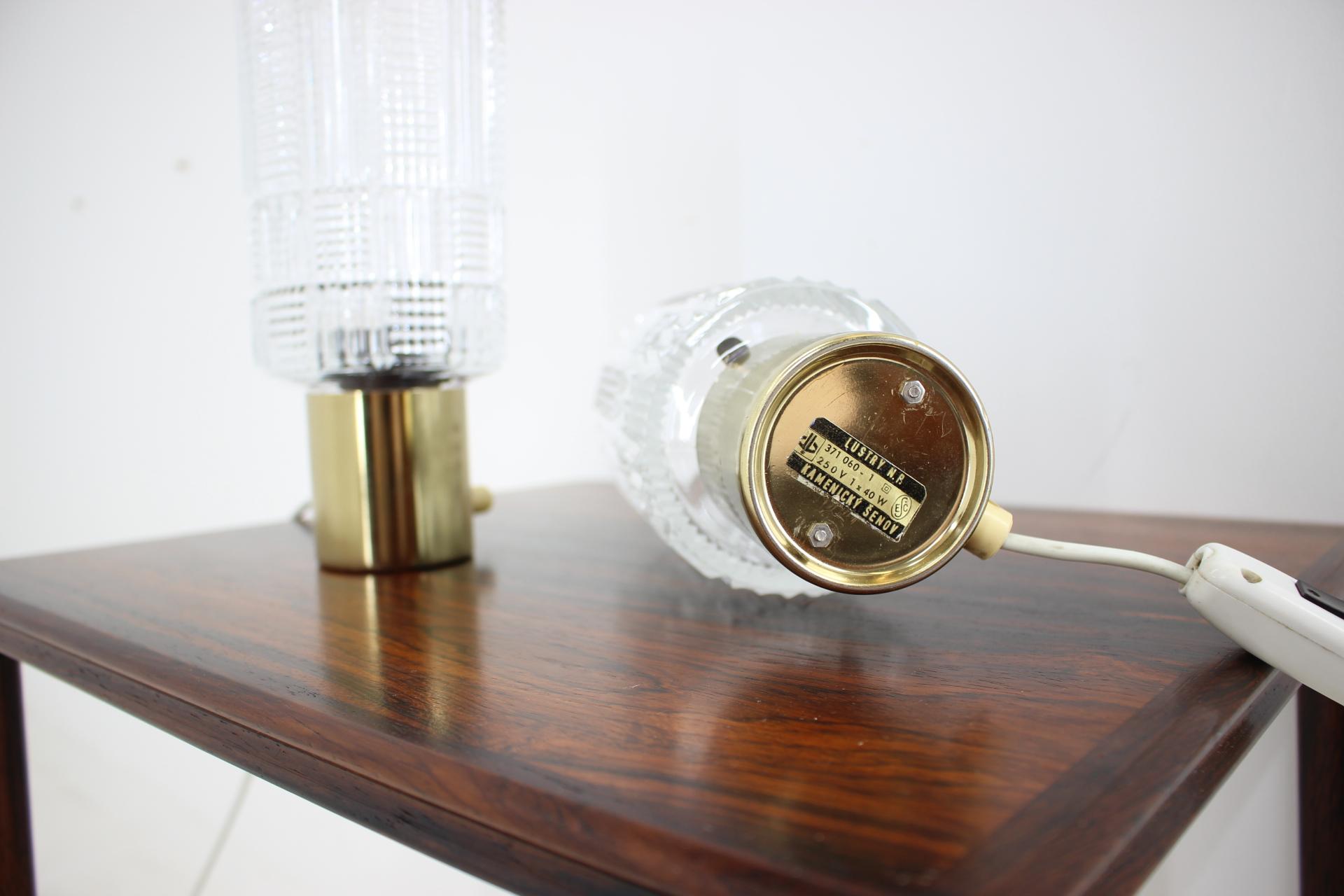 Pair of Table Lamps, Kamenický Šenov/Preciosa, 1970s In Good Condition In Praha, CZ
