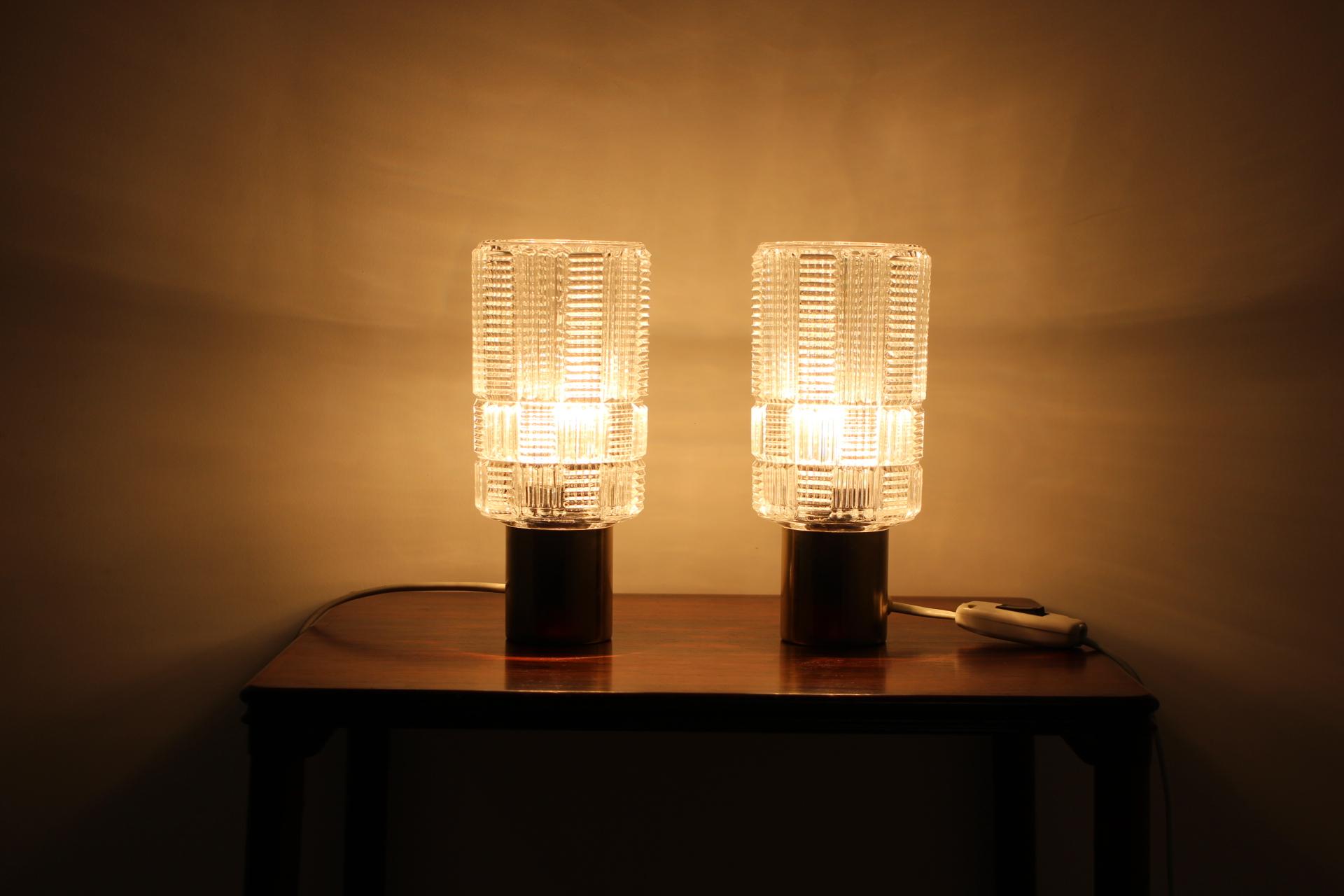 Pair of Table Lamps, Kamenický Šenov/Preciosa, 1970s 1