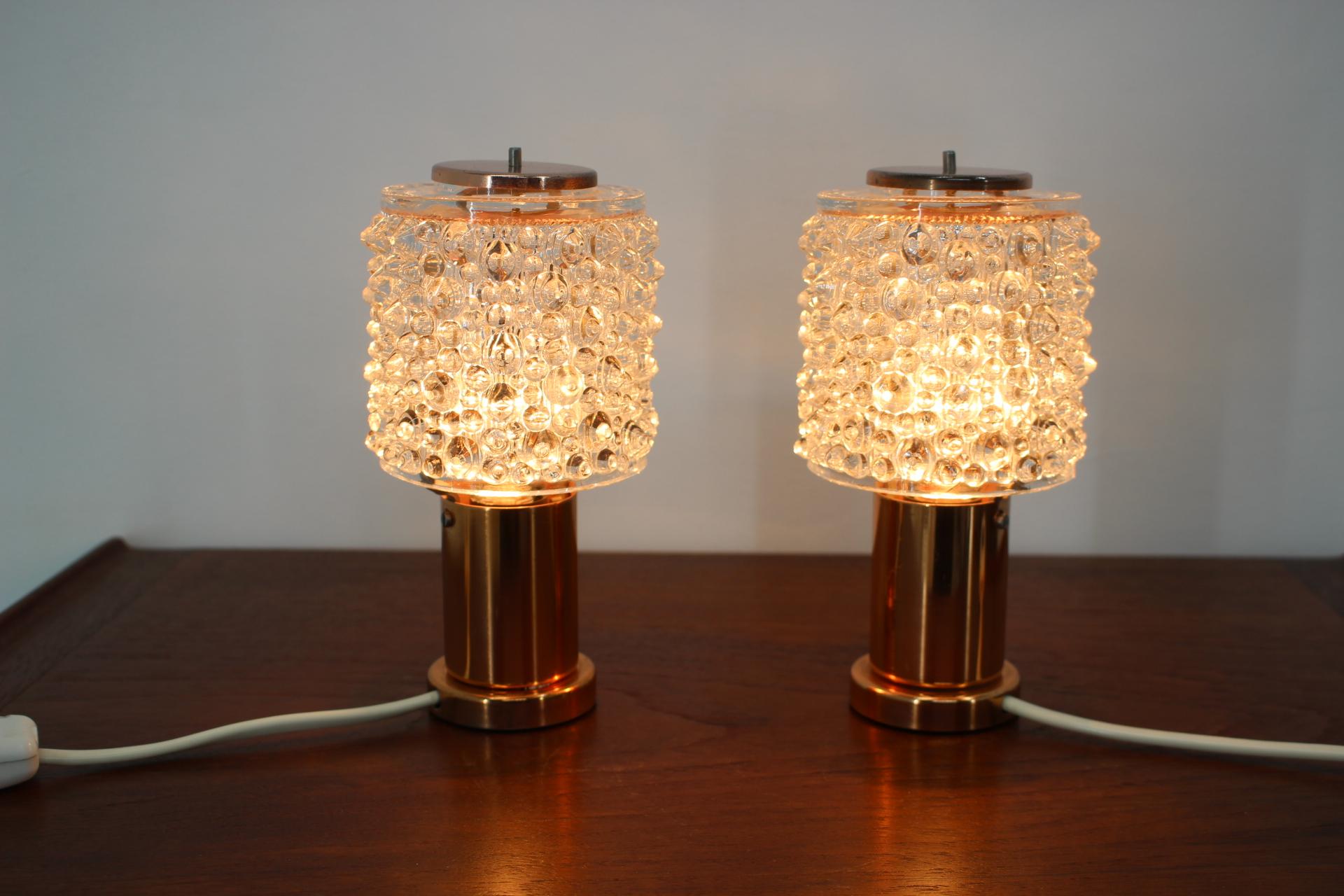 Pair of Table Lamps, Kamenický Šenov, Preciosa, 1970s In Good Condition In Praha, CZ