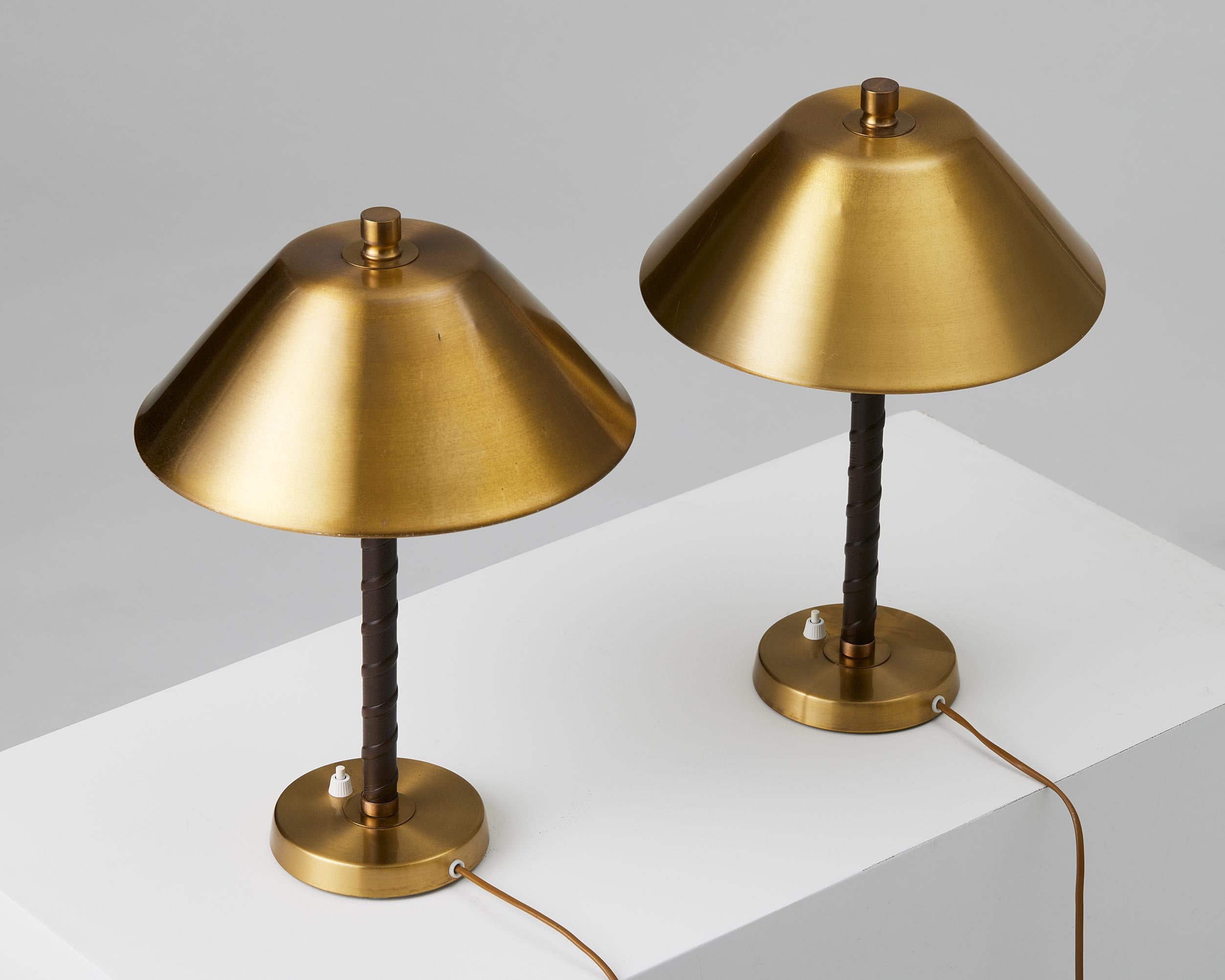 Swedish Pair of Table Lamps Model 5014 Designed by Einar Bäckström, Sweden, 1940s