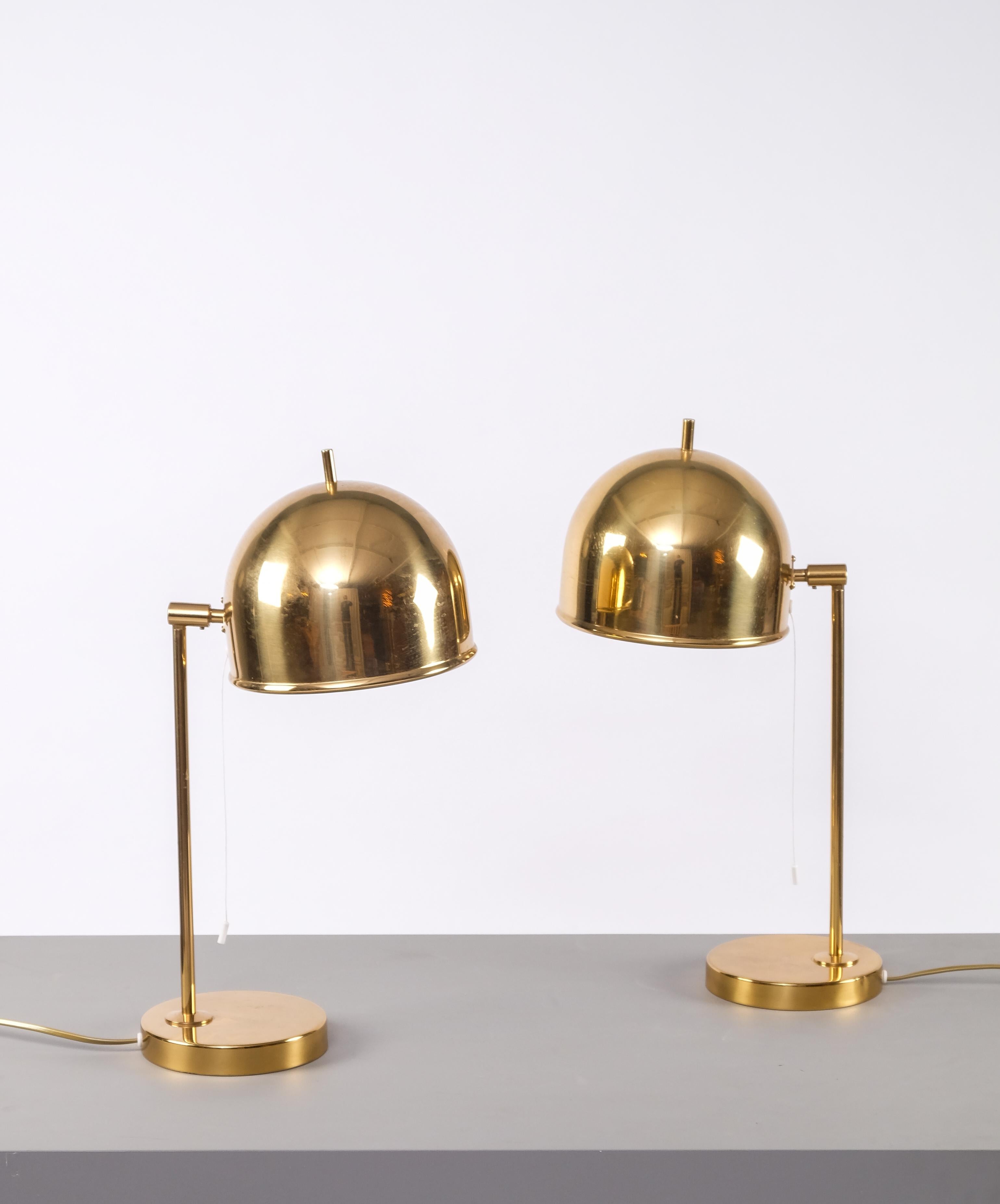 Brass Pair of Table Lamps Model B-075, Bergboms, Sweden, 1960s For Sale