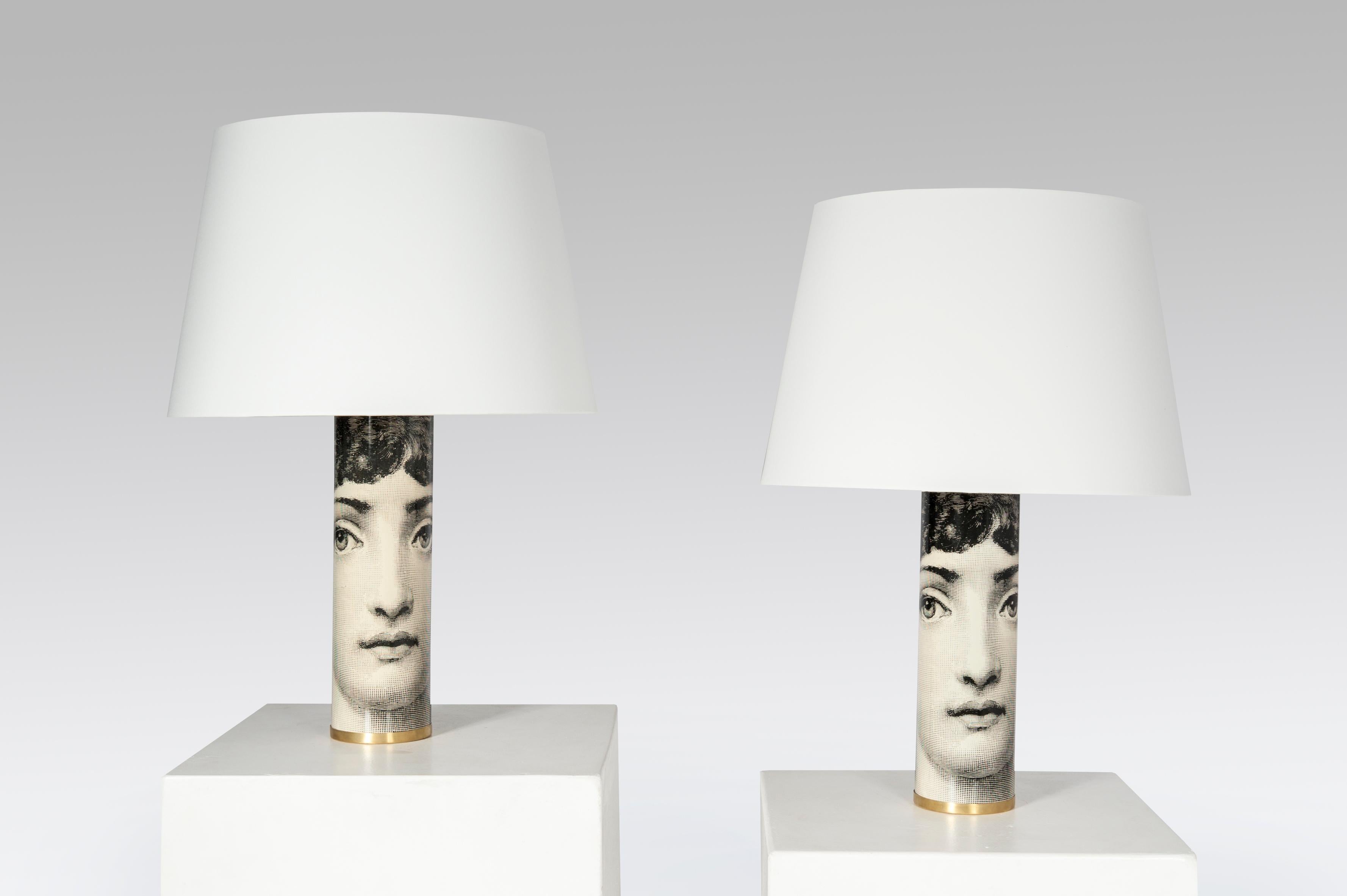 Pair of table lamps model Julia by Fornasetti, sticker on the base, circa 1970.
