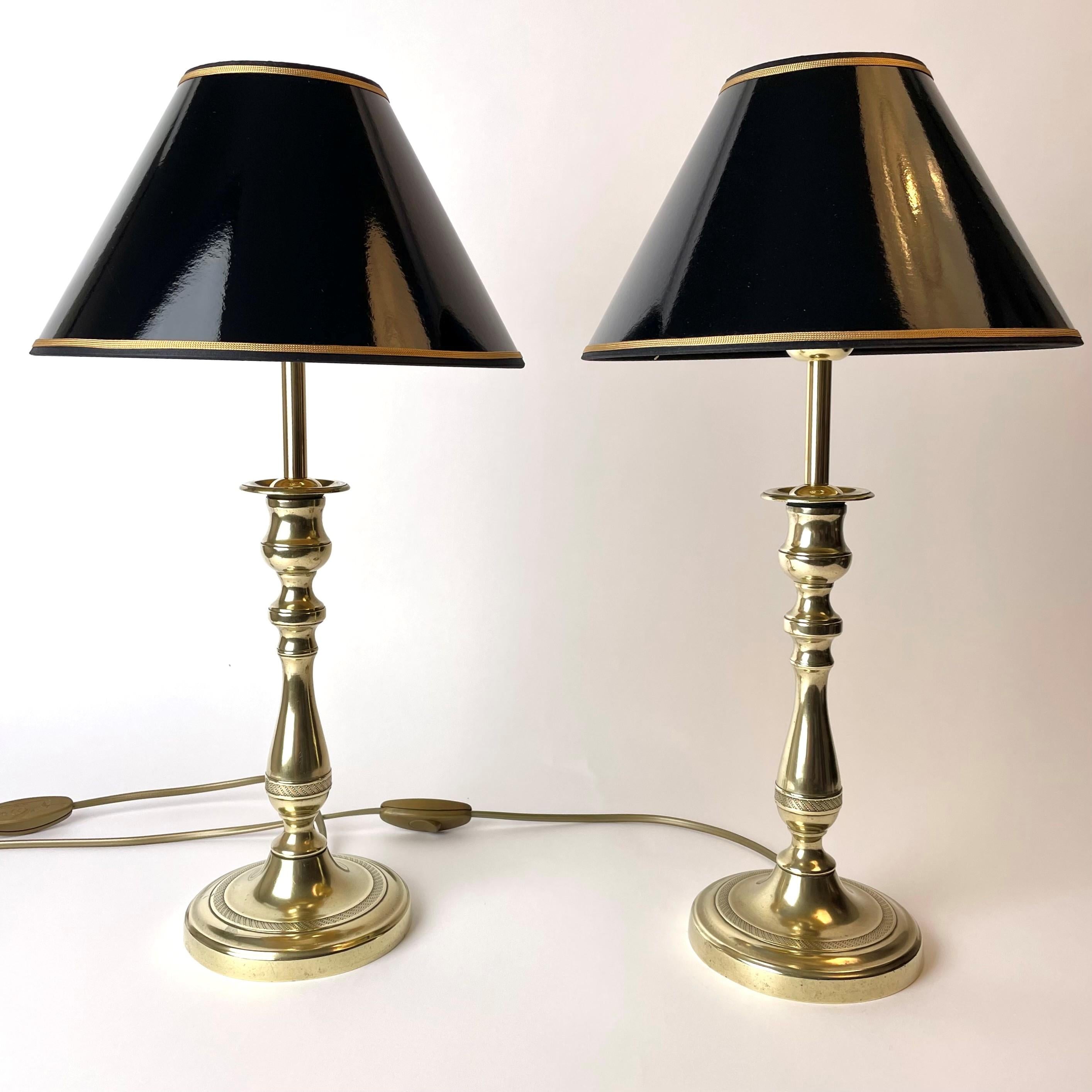 Pair of Table Lamps, Originally Empire Candlesticks In Good Condition In Knivsta, SE