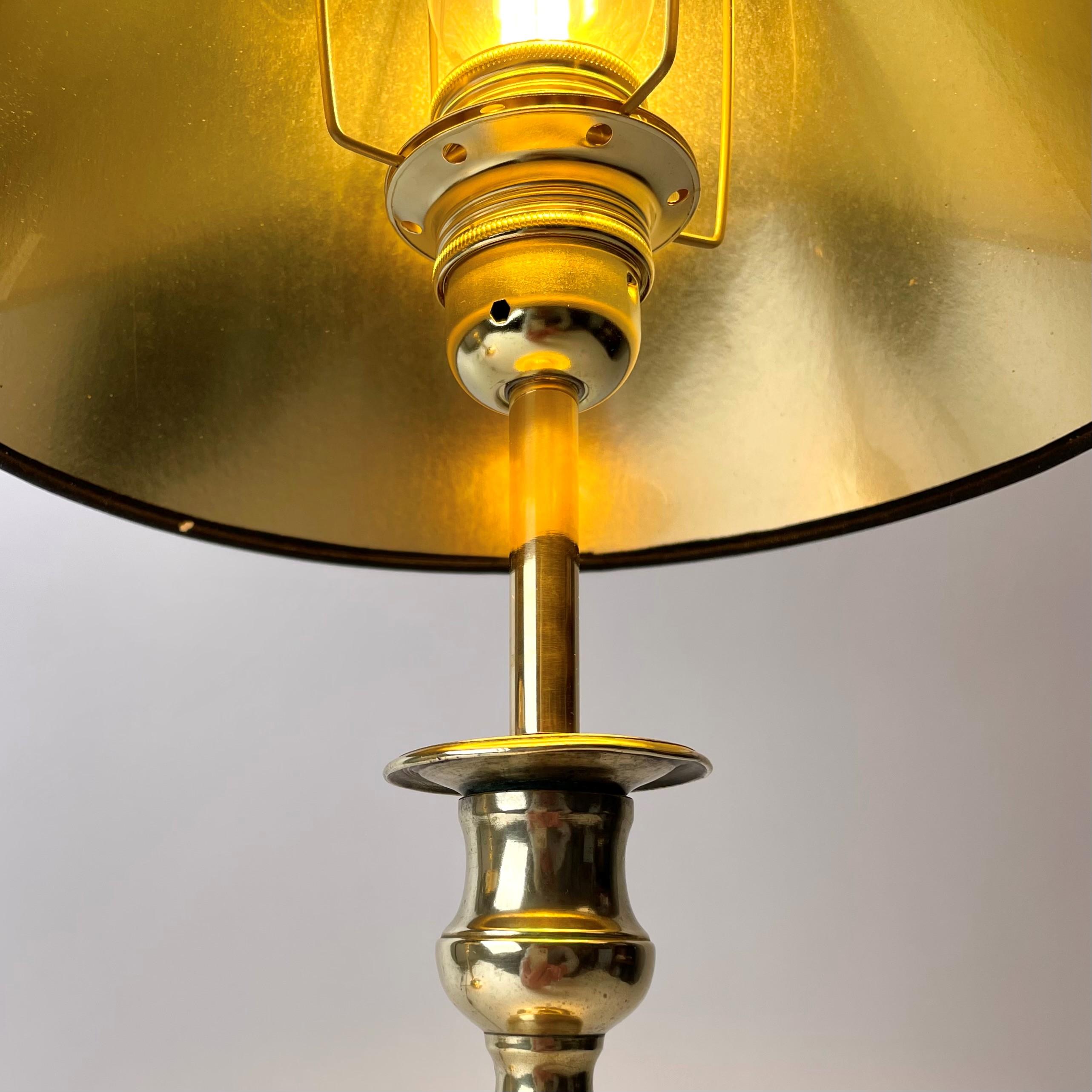 Brass Pair of Table Lamps, Originally Empire Candlesticks