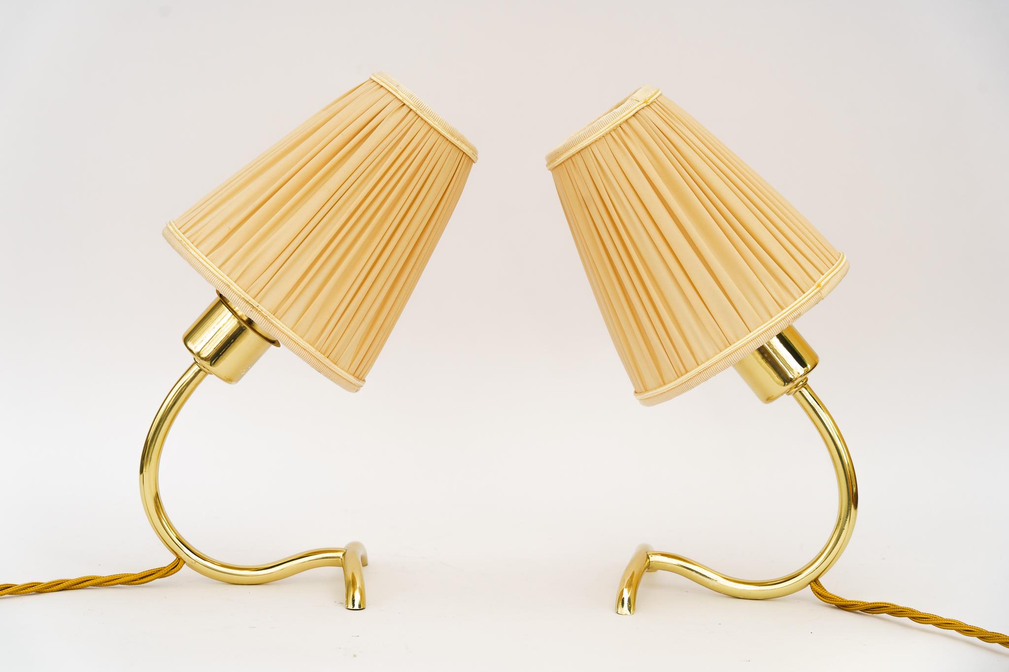 Pair of Table Lamps Rebhuhn by J.T. Kalmar
Brass polished and stove enameled
The fabric shades are replaced ( new )