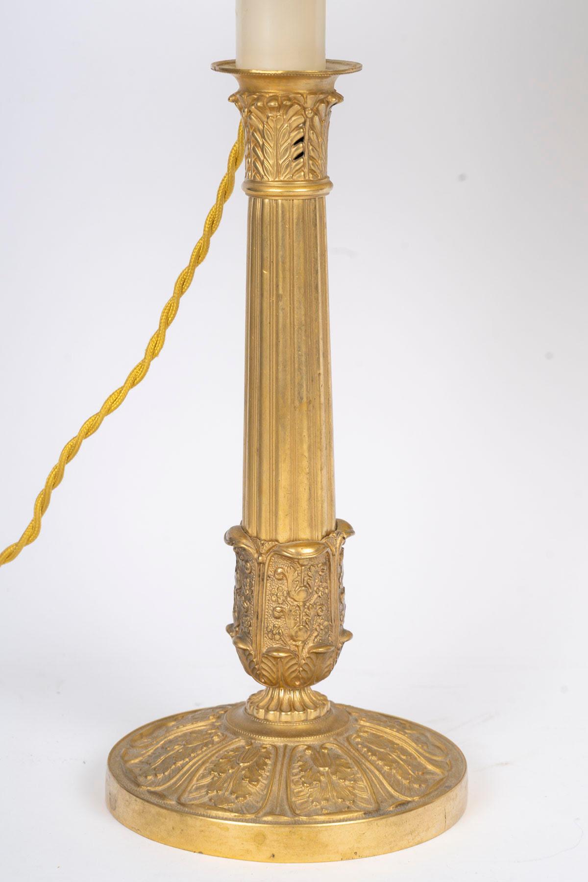 Pareja de Lámparas de Mesa, Candeleros de Restauración, Siglo XIX. Napoleón III en venta