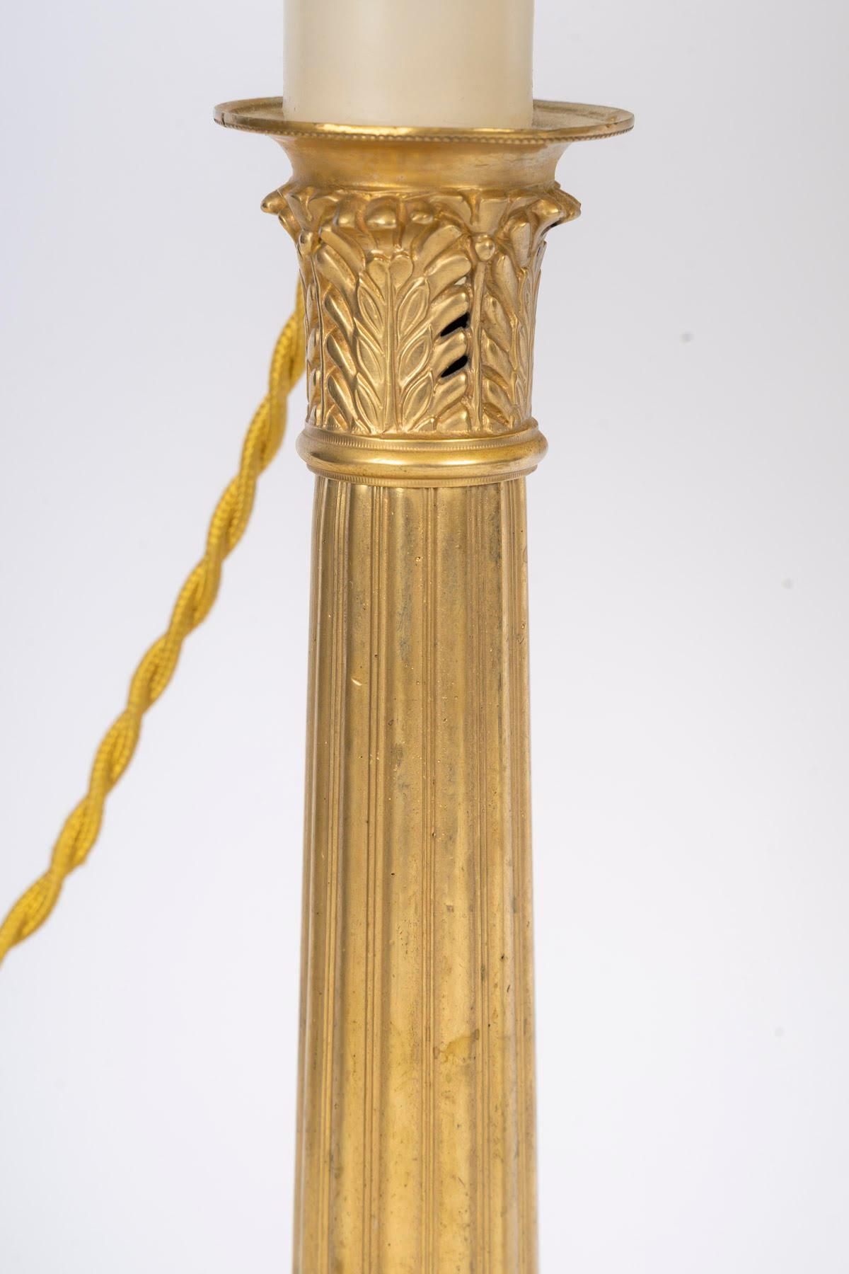 Pareja de Lámparas de Mesa, Candeleros de Restauración, Siglo XIX. Francés en venta