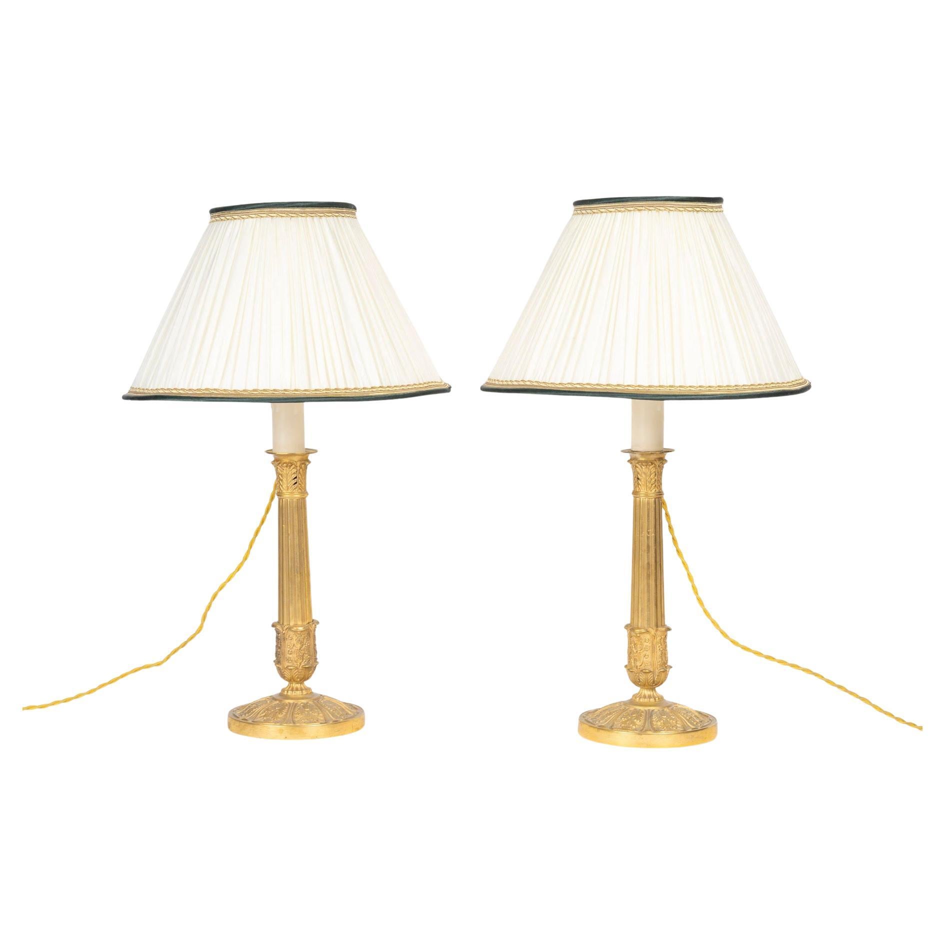 Pair of Table Lamps, Restoration Candlesticks, 19th Century.