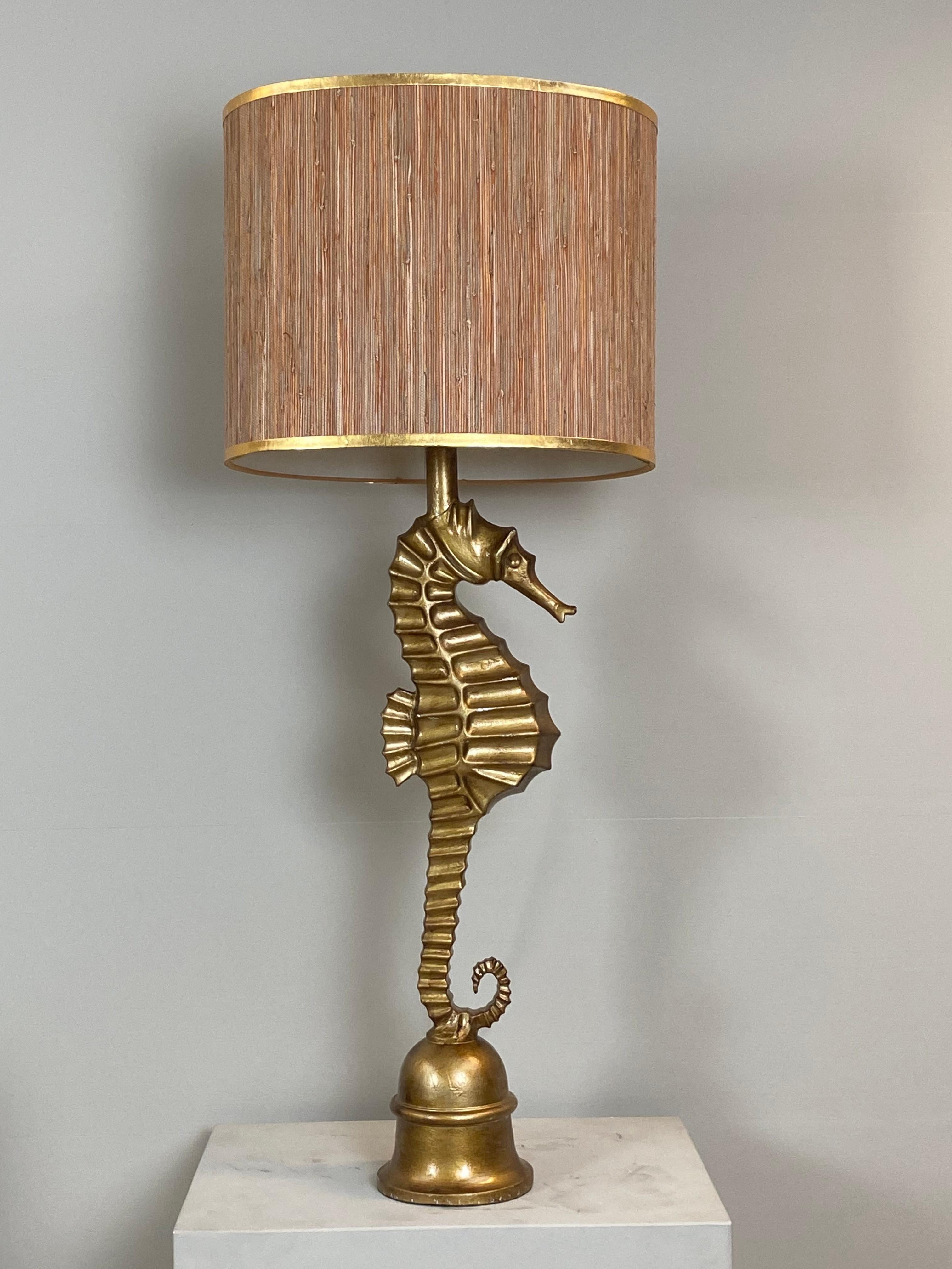 Exceptional Pair of Table lamps from France,Saint-Tropez,
In the form of Sea Horses,
New Hand Made Lamp Shades.