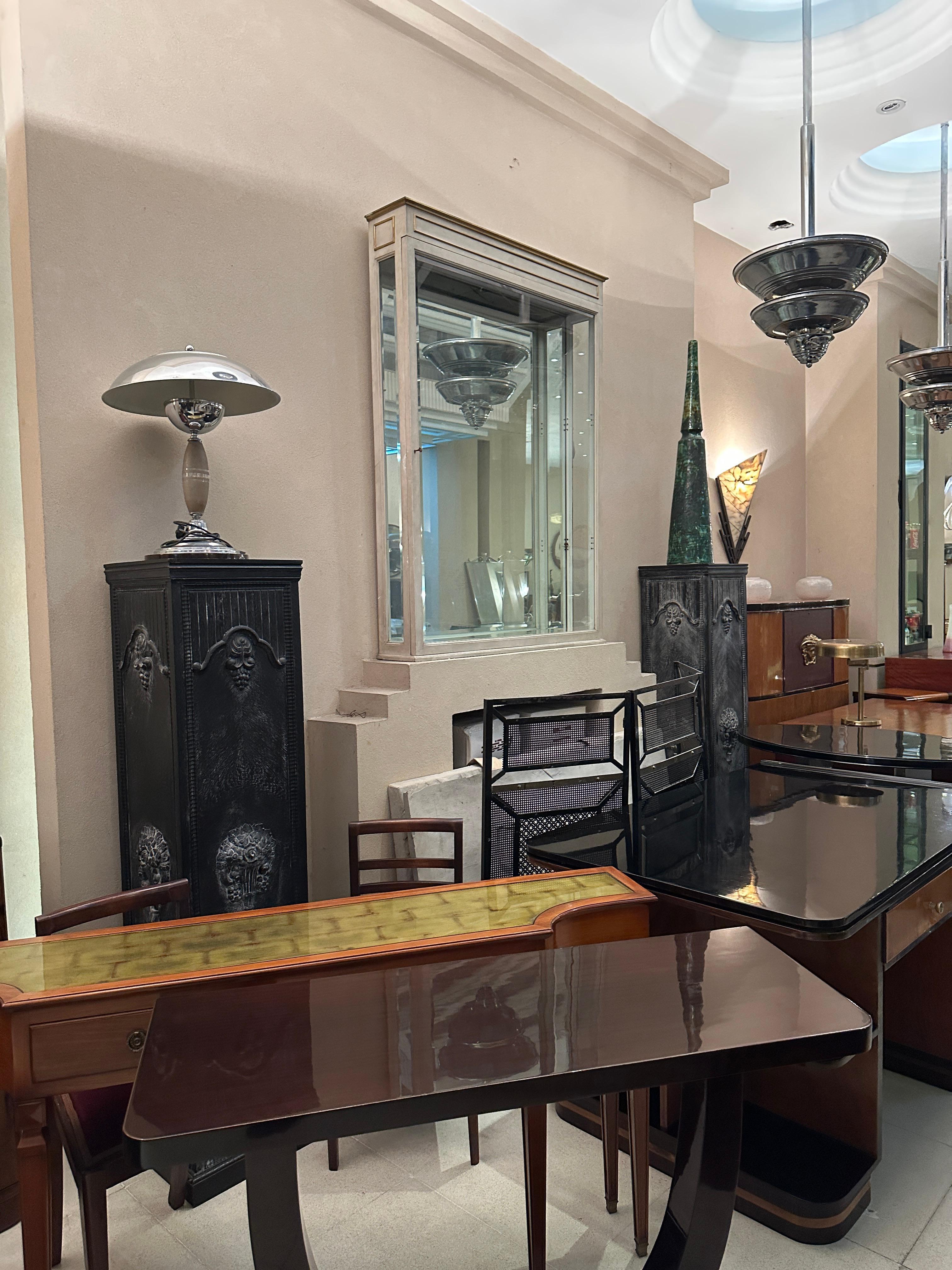 Pareja de Lámparas de Mesa, Estilo, Art Decó, 1930, Francés, Material, Vidrio, Cromo en venta 13