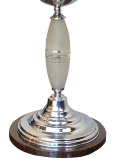 Pair of Table Lamps, Style, Art Deco, 1930, French, Material, Glass, Chrome