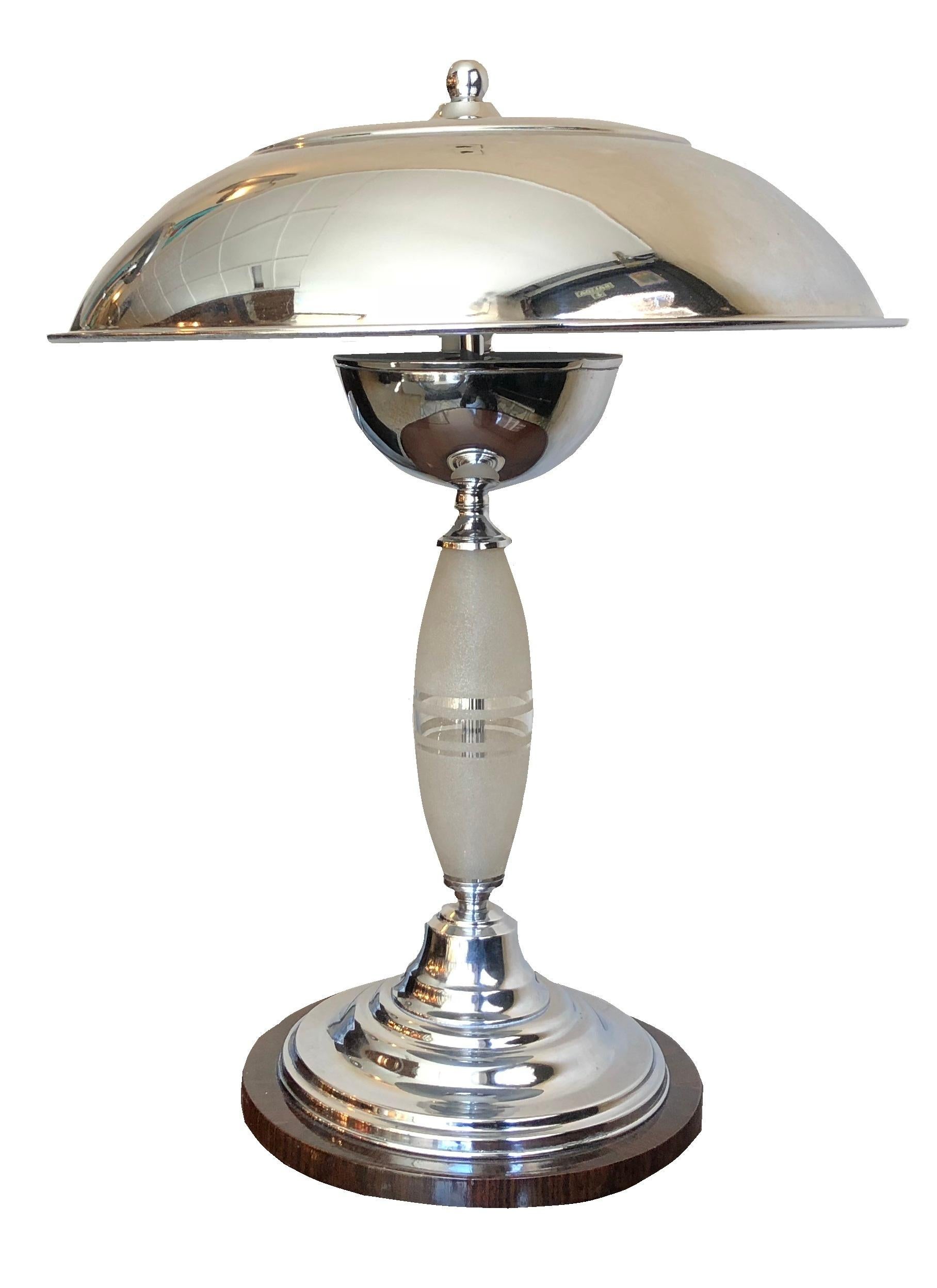 Pair of Table Lamps, Style, Art Deco, 1930, French, Material, Glass, Chrome For Sale 5